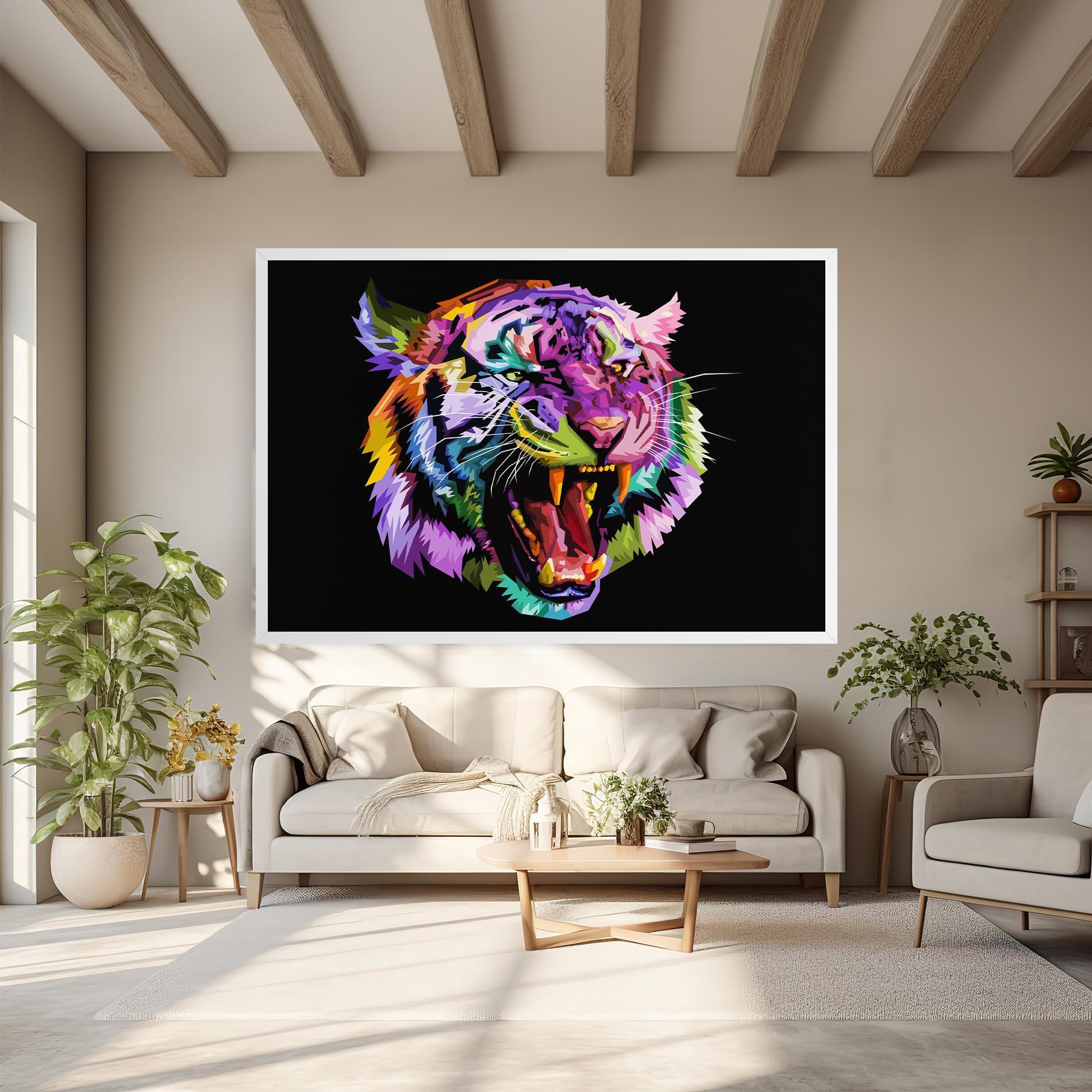 Tablou Canvas Tiger On Black mockup 6