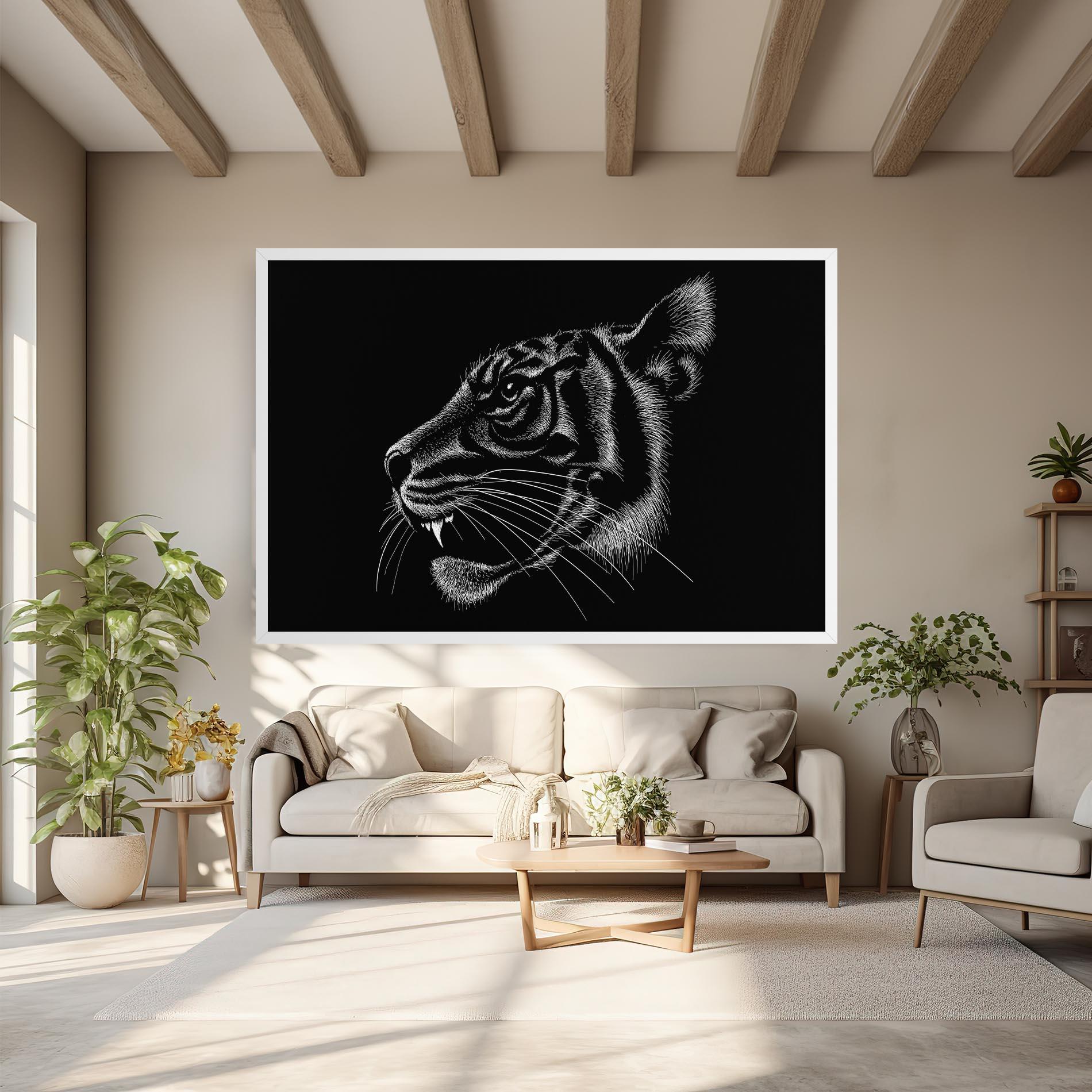Tablou Canvas Tiger White Head mockup 6