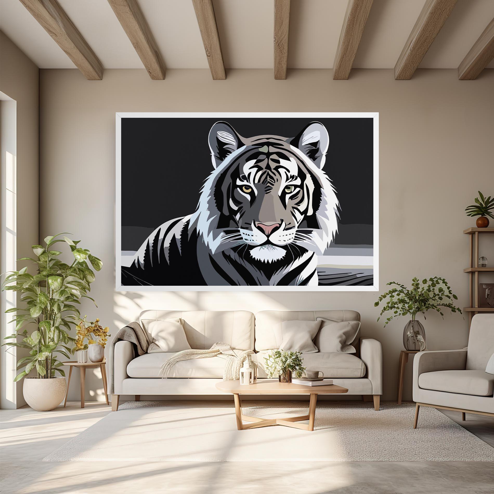 Tablou Canvas White Grey Tiger mockup 6