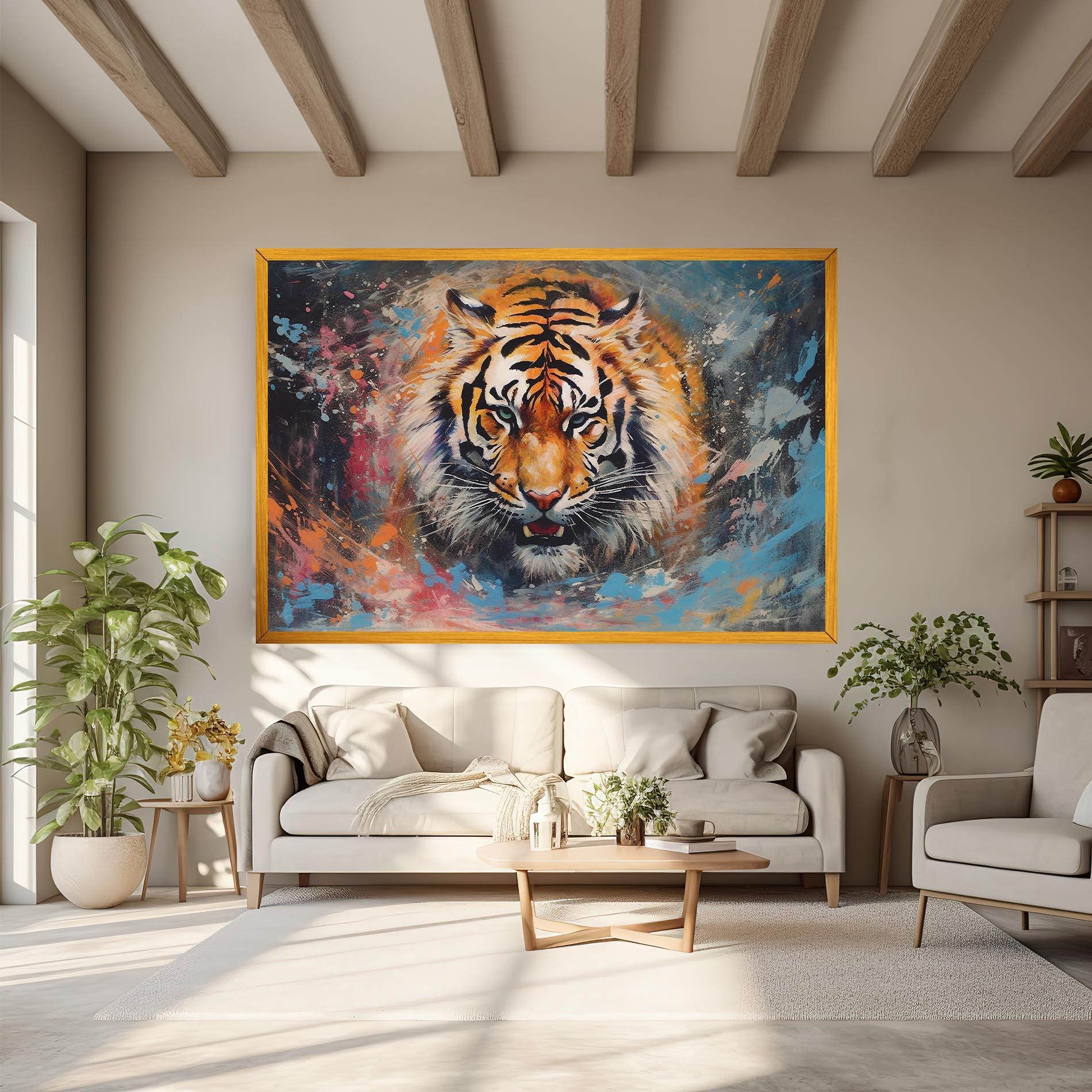 Tablou Canvas Orange Tiger Painting mockup 6