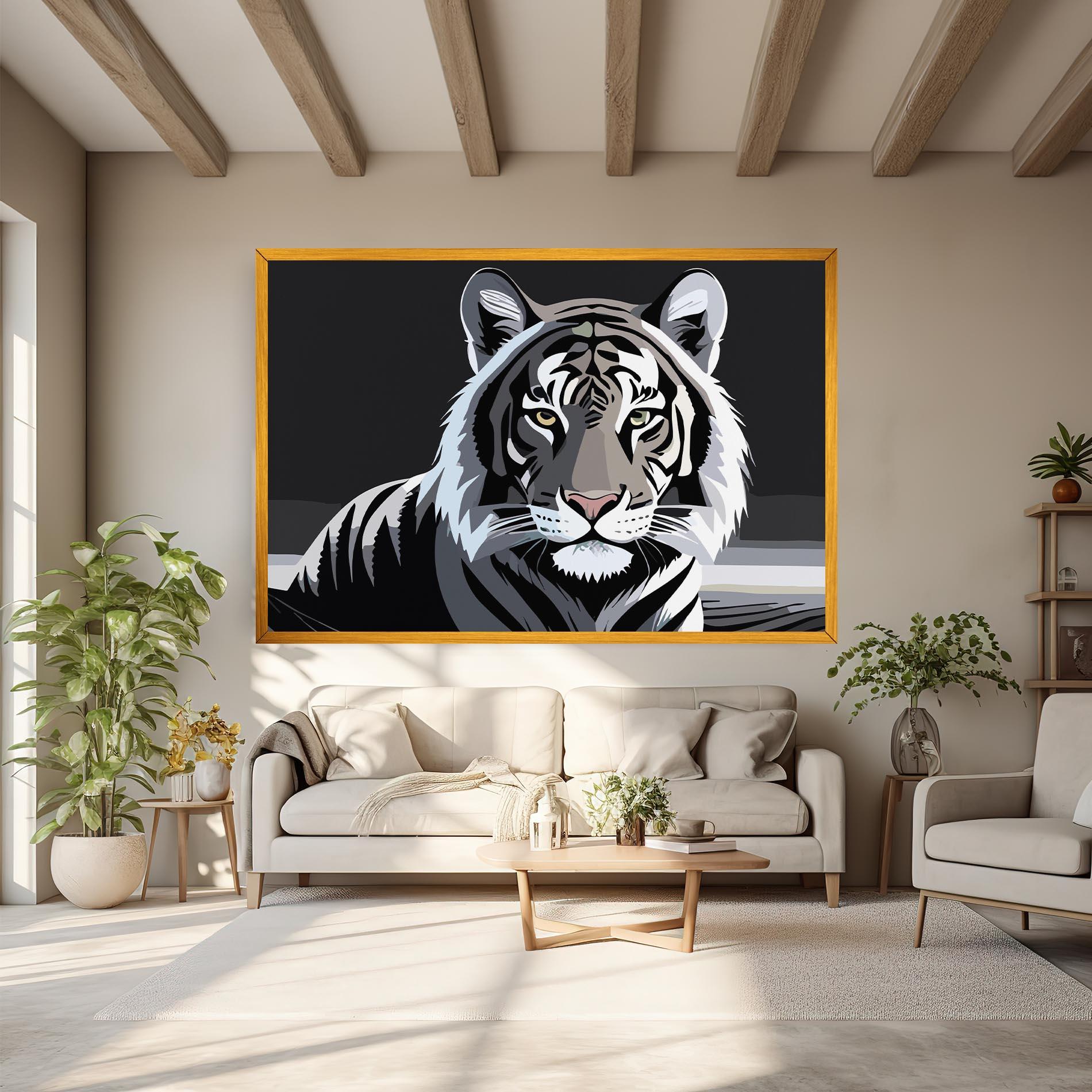 Tablou Canvas White Grey Tiger mockup 6