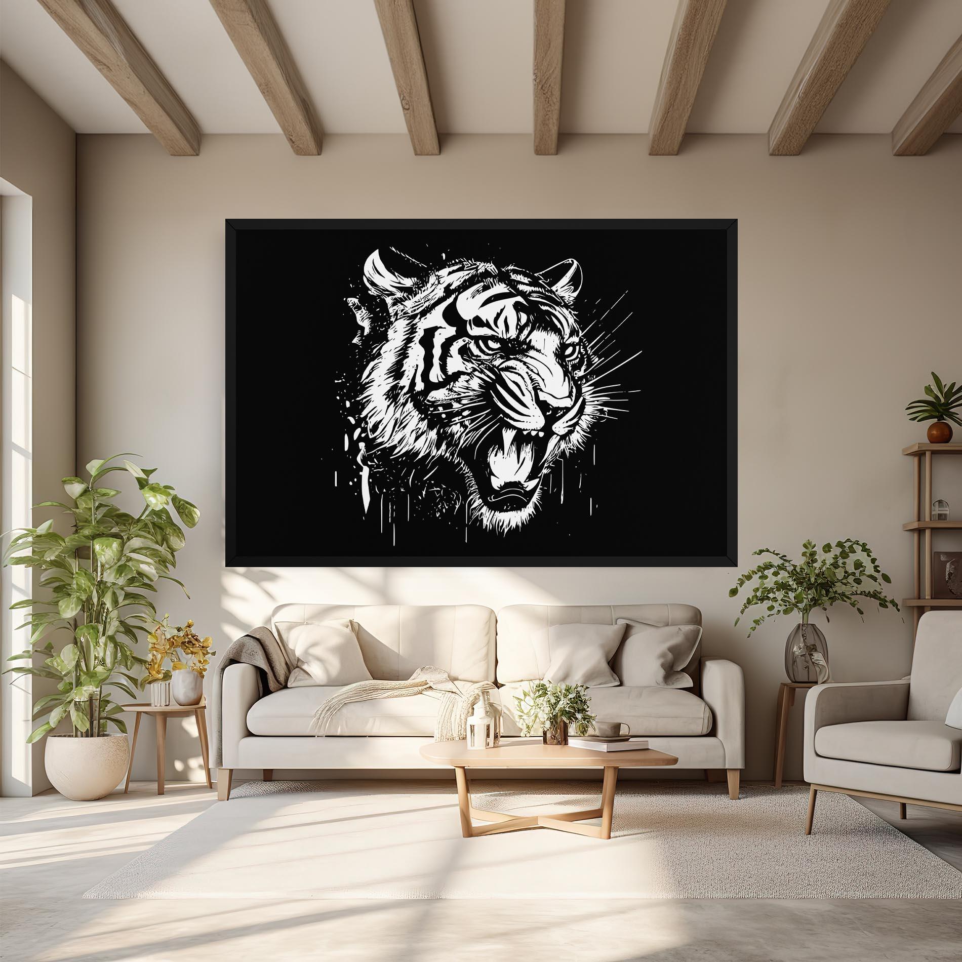 Tablou Canvas Angry Tiger Head mockup 6