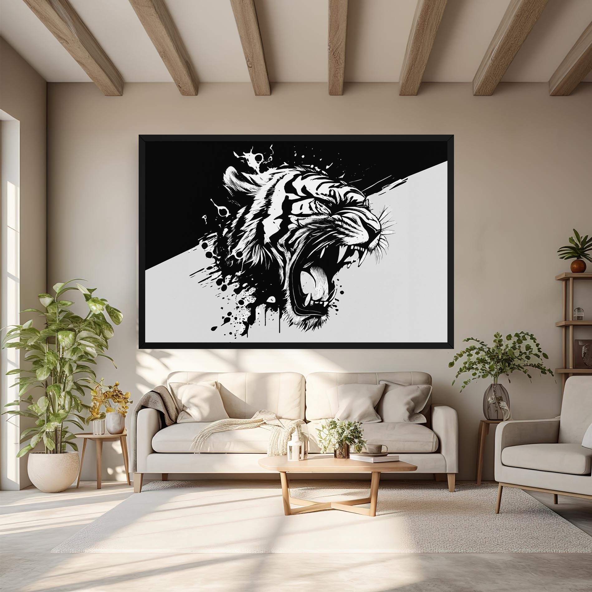 Tablou Canvas Black Grey Tiger mockup 6
