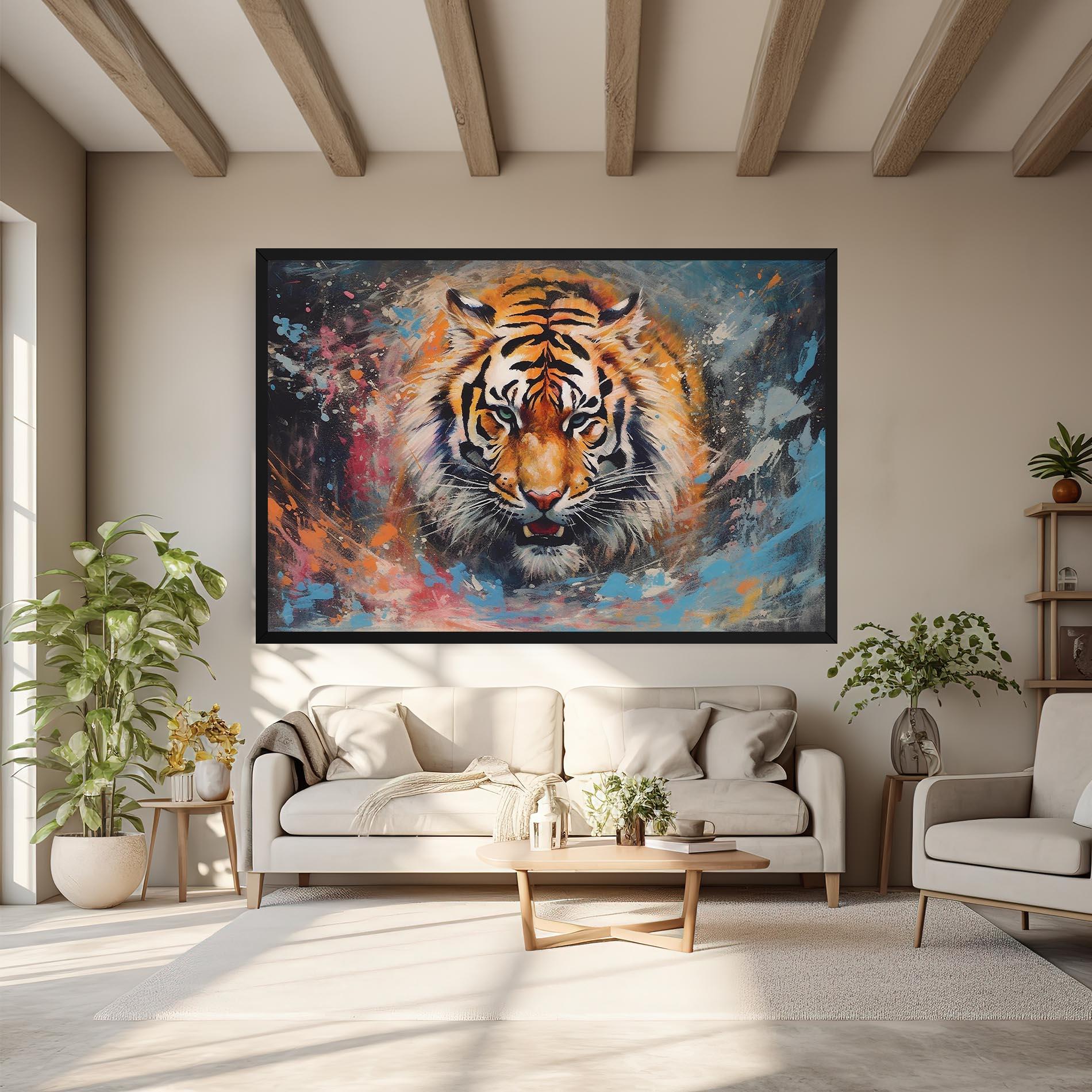 Tablou Canvas Orange Tiger Painting mockup 6