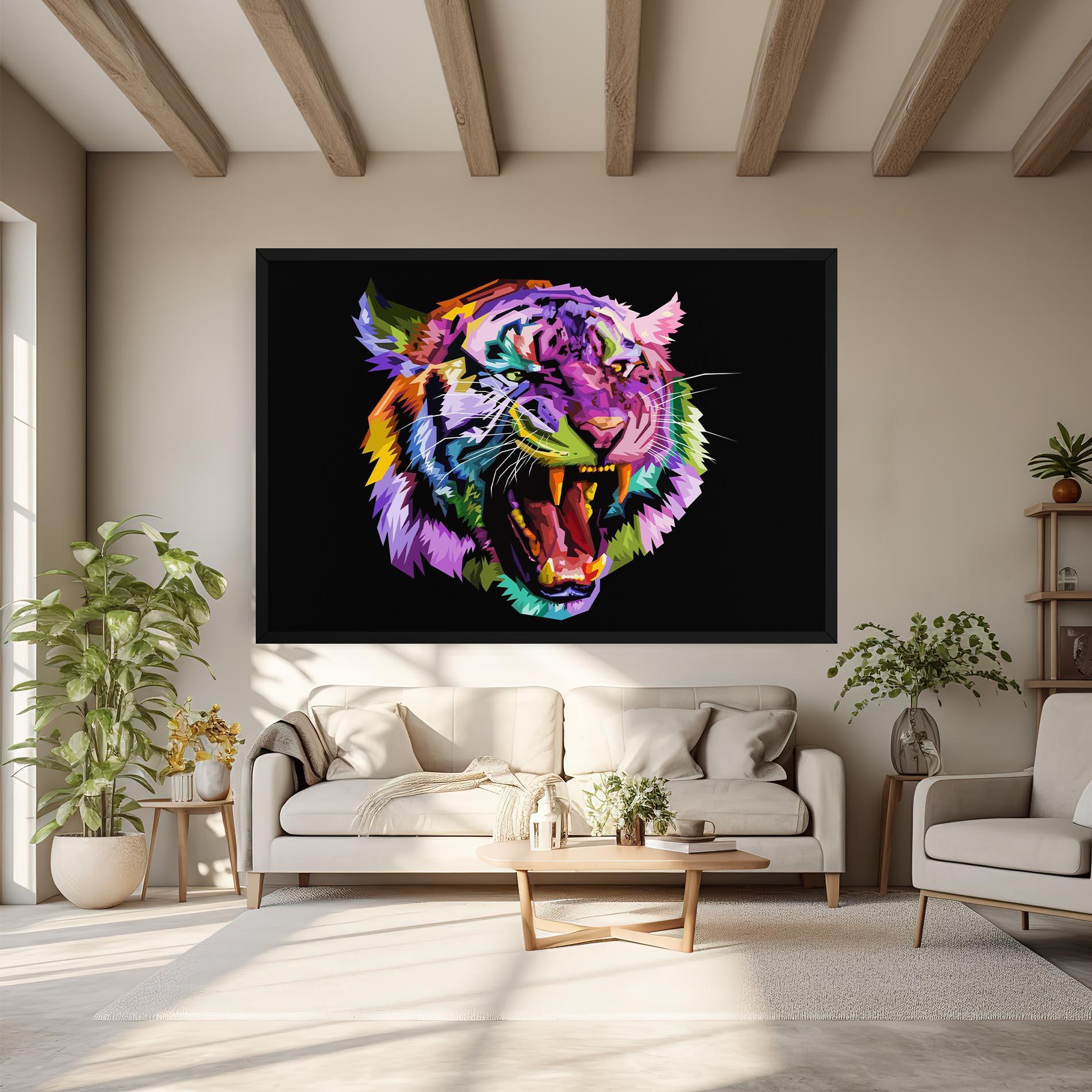 Tablou Canvas Tiger On Black mockup 6