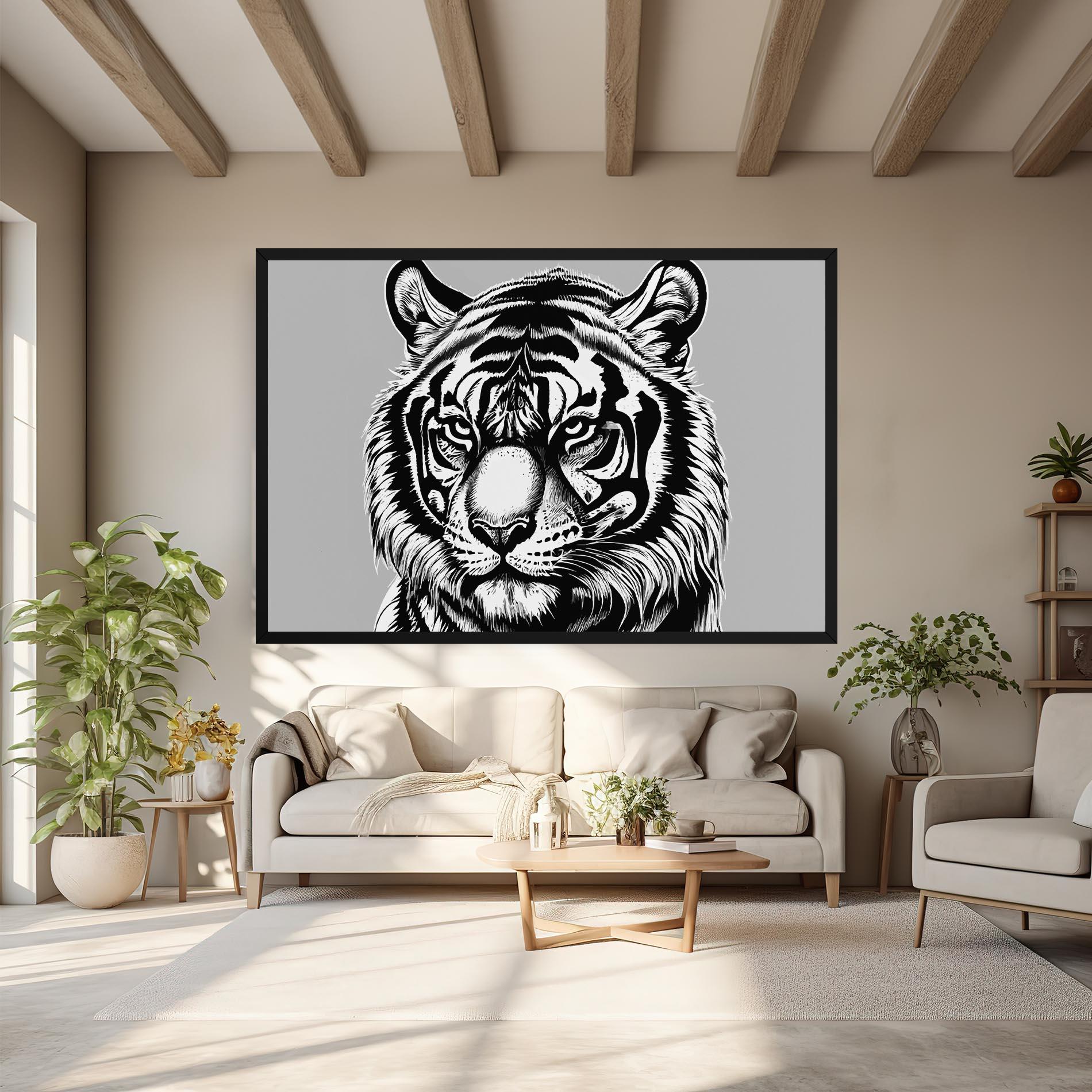 Tablou Canvas White Tiger Grey mockup 6