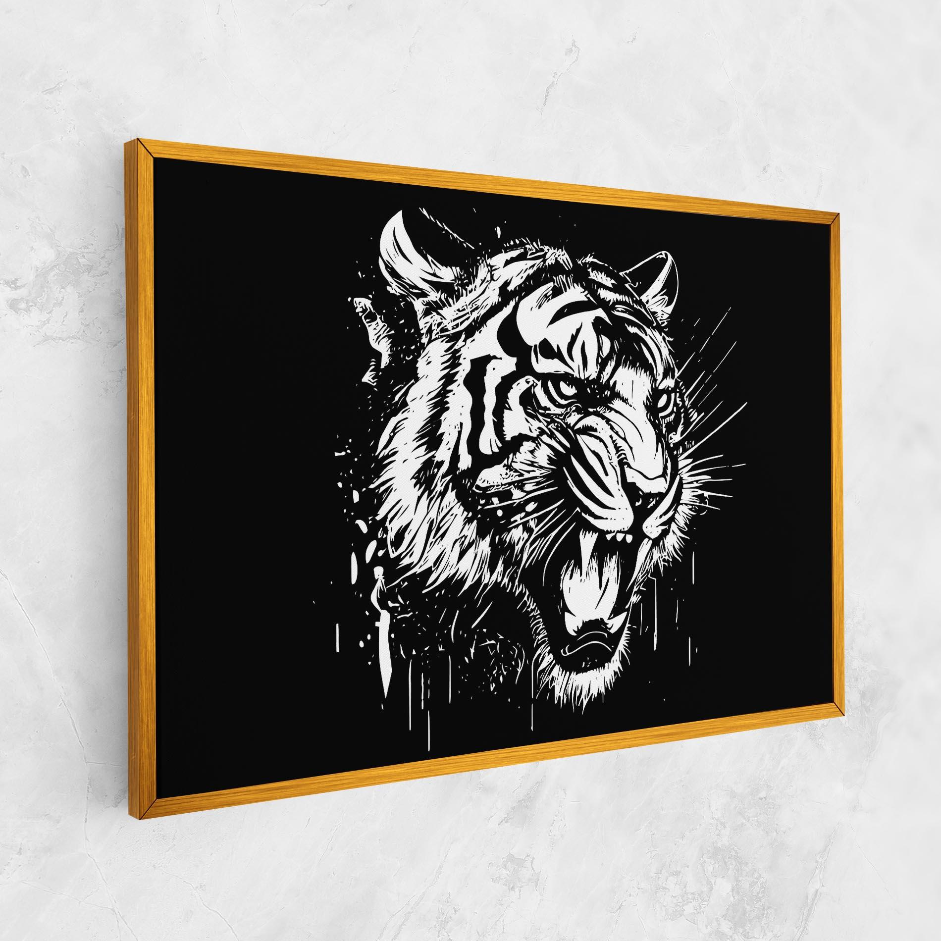 Tablou Canvas Angry Tiger Head mockup 1