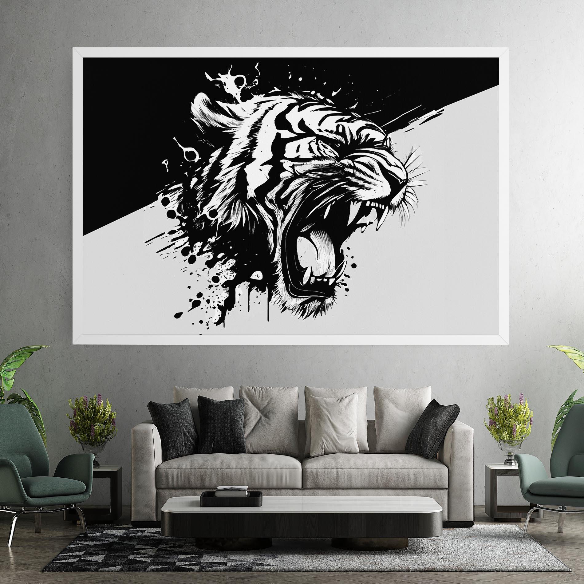 Tablou Canvas Black Grey Tiger mockup 7