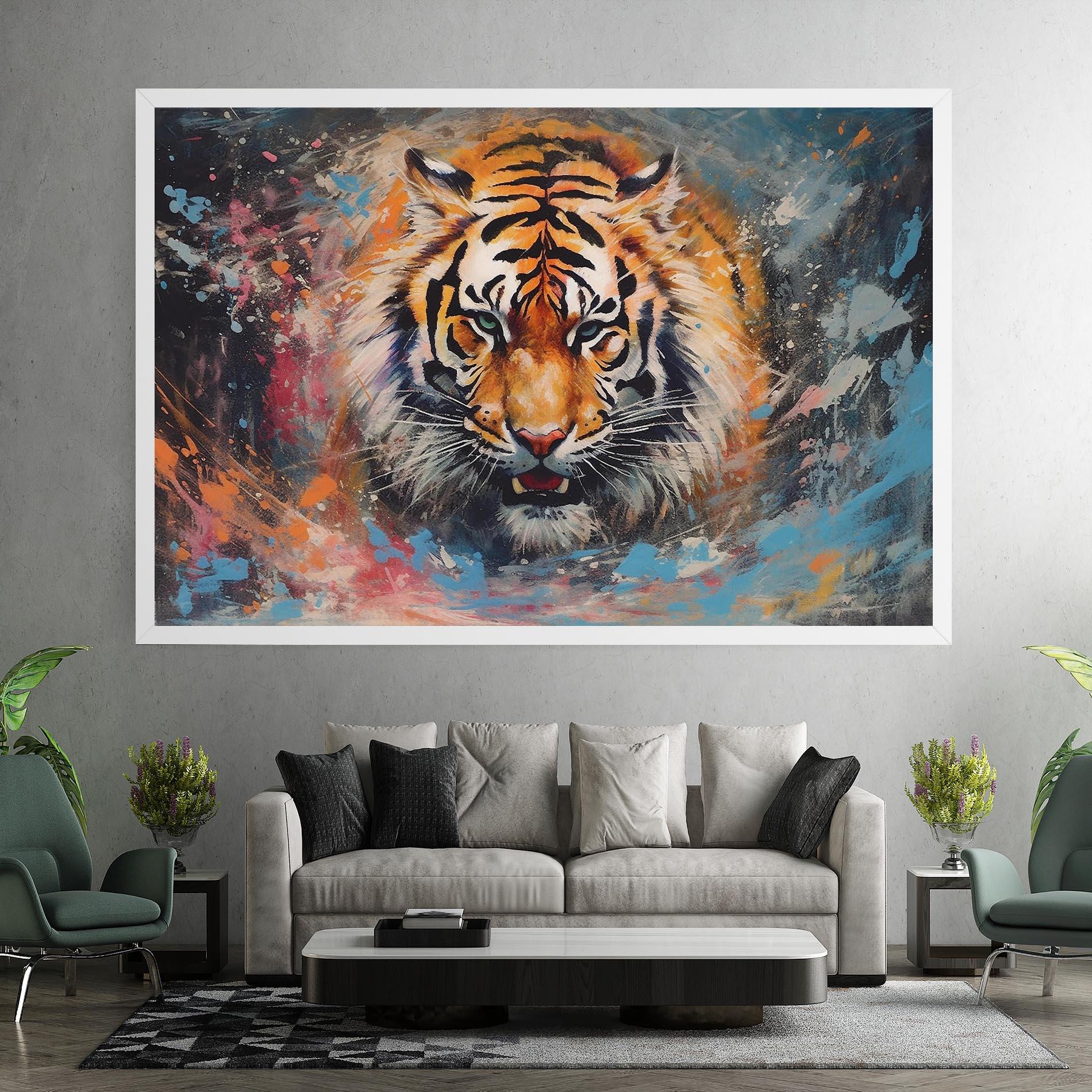 Tablou Canvas Orange Tiger Painting mockup 7