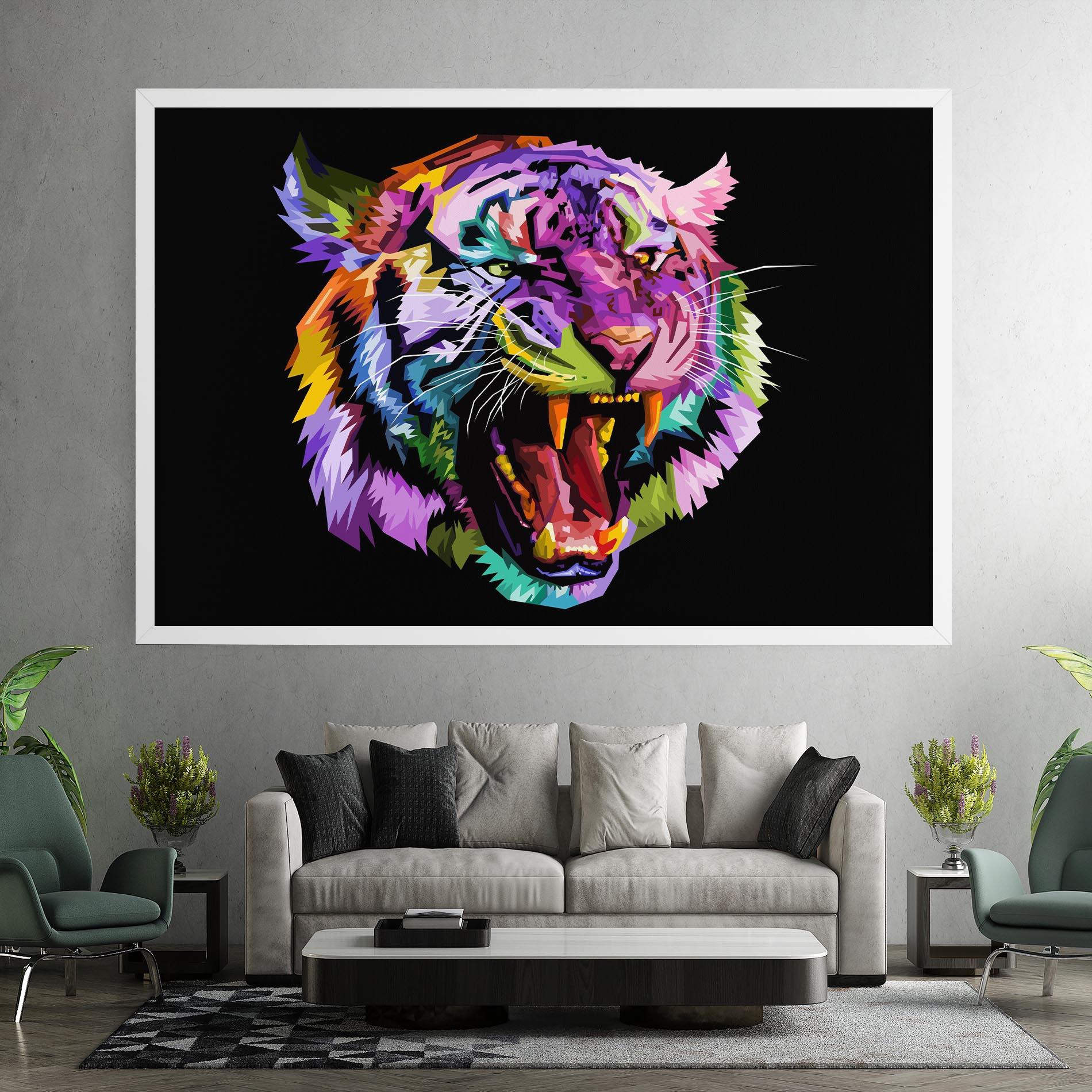 Tablou Canvas Tiger On Black mockup 7