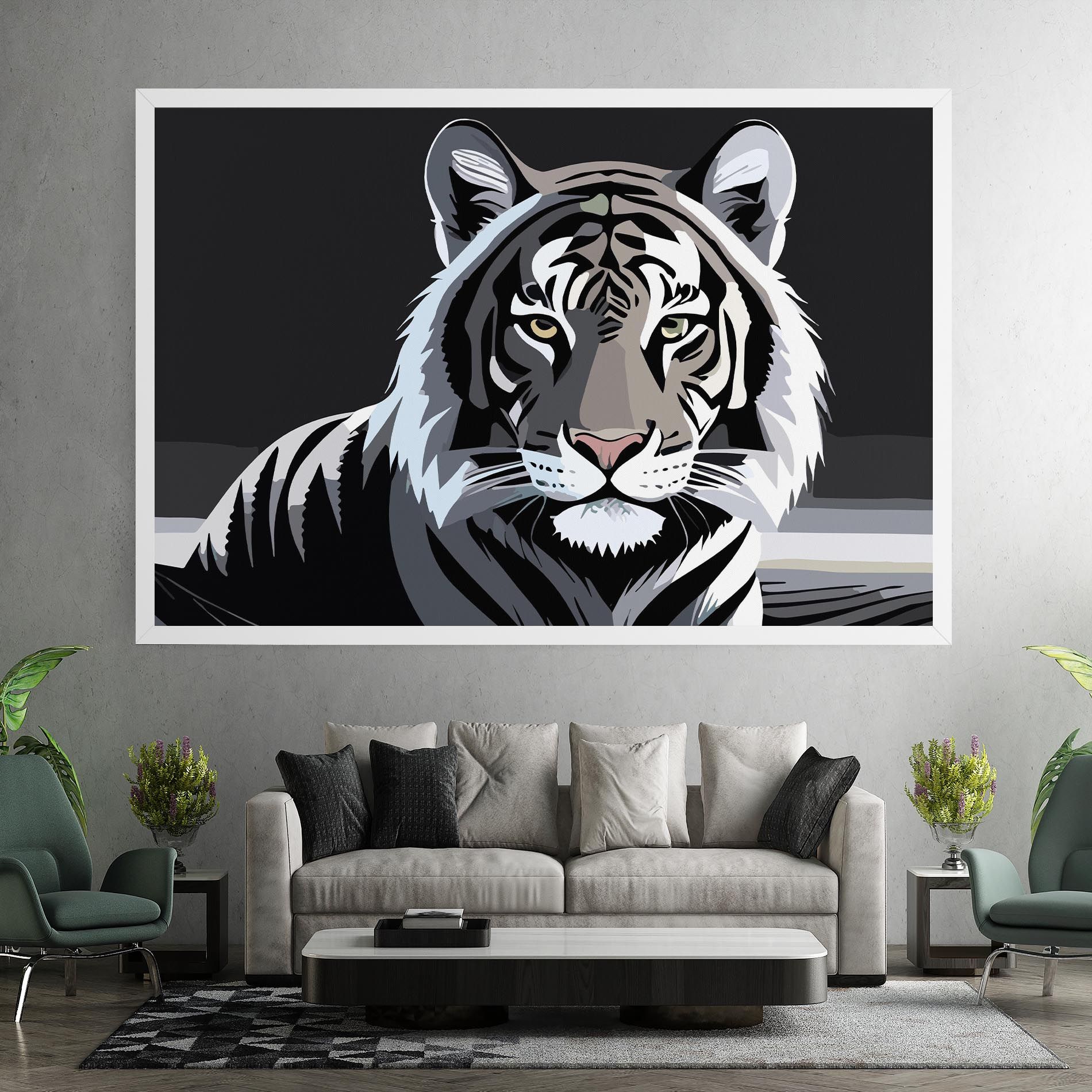 White Grey Tiger mockup 7