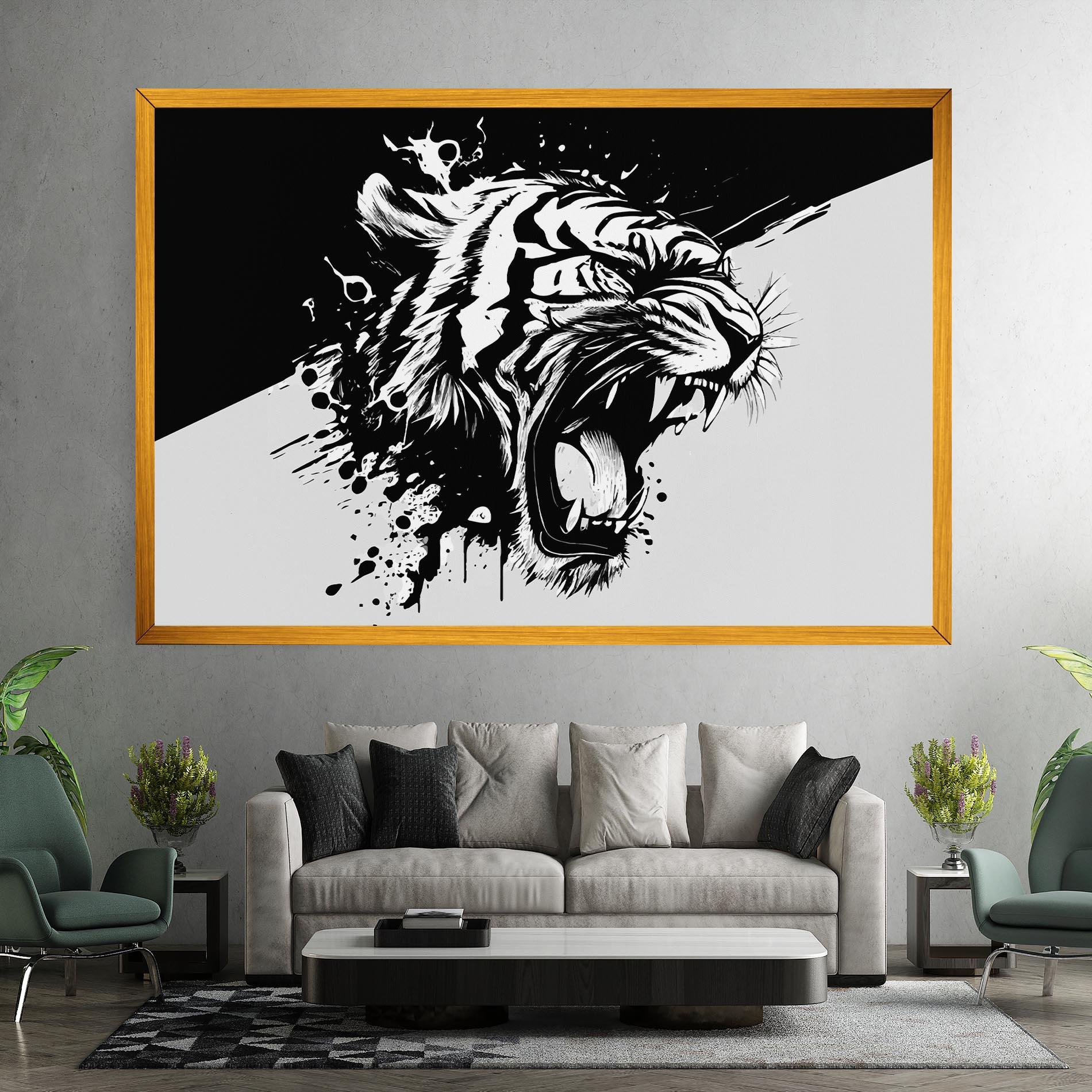 Tablou Canvas Black Grey Tiger mockup 7