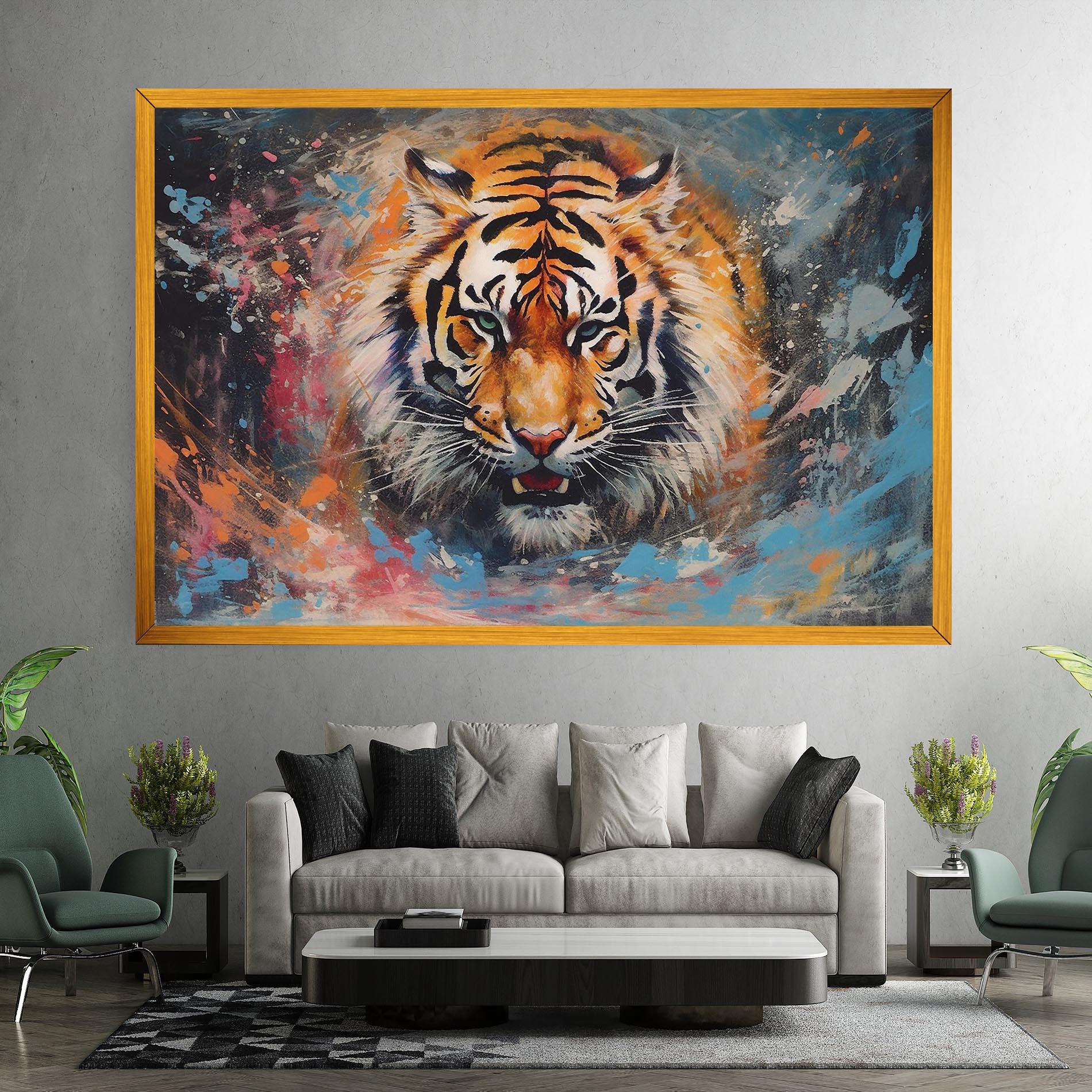 Tablou Canvas Orange Tiger Painting mockup 7