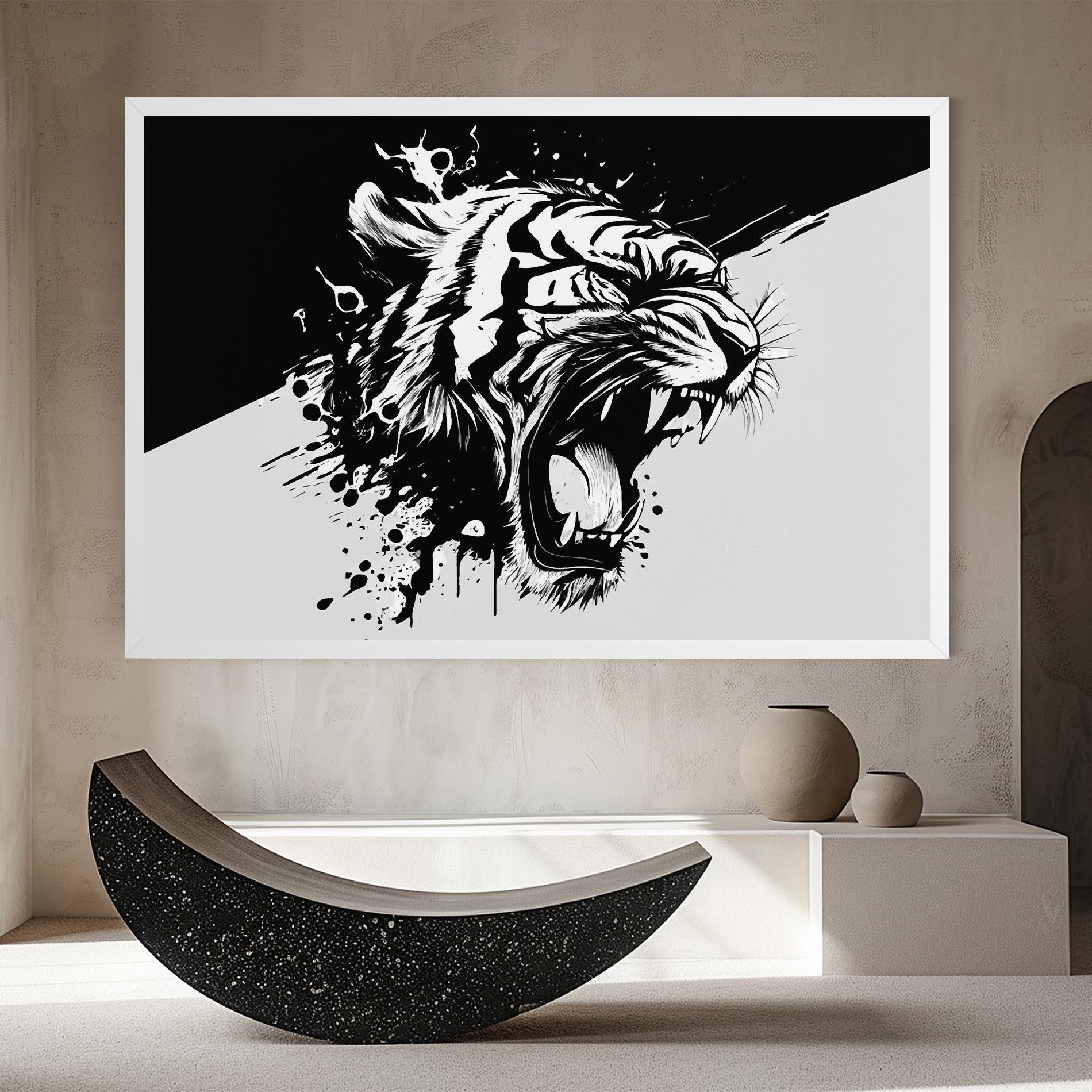 Tablou Canvas Black Grey Tiger mockup 8
