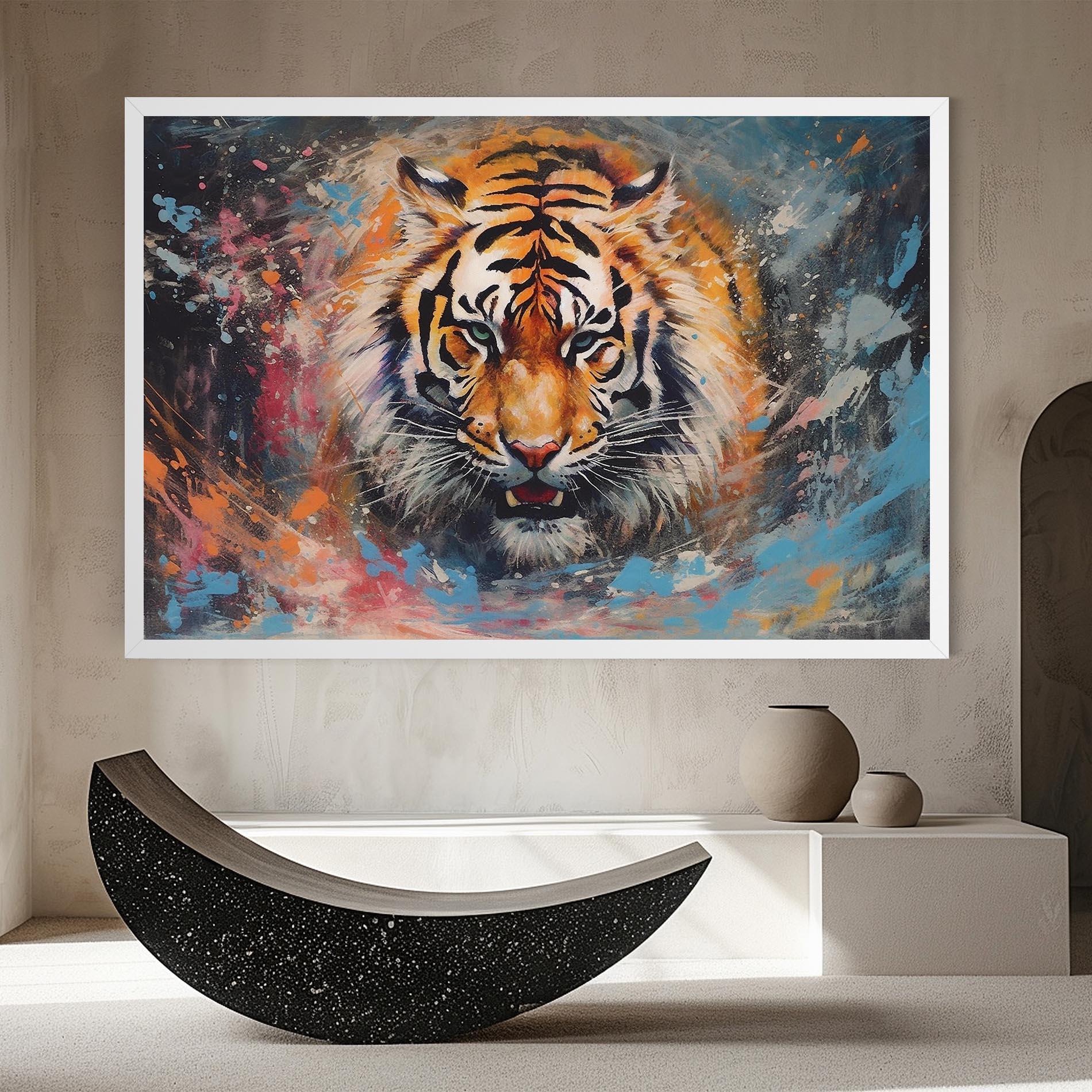 Tablou Canvas Orange Tiger Painting mockup 8