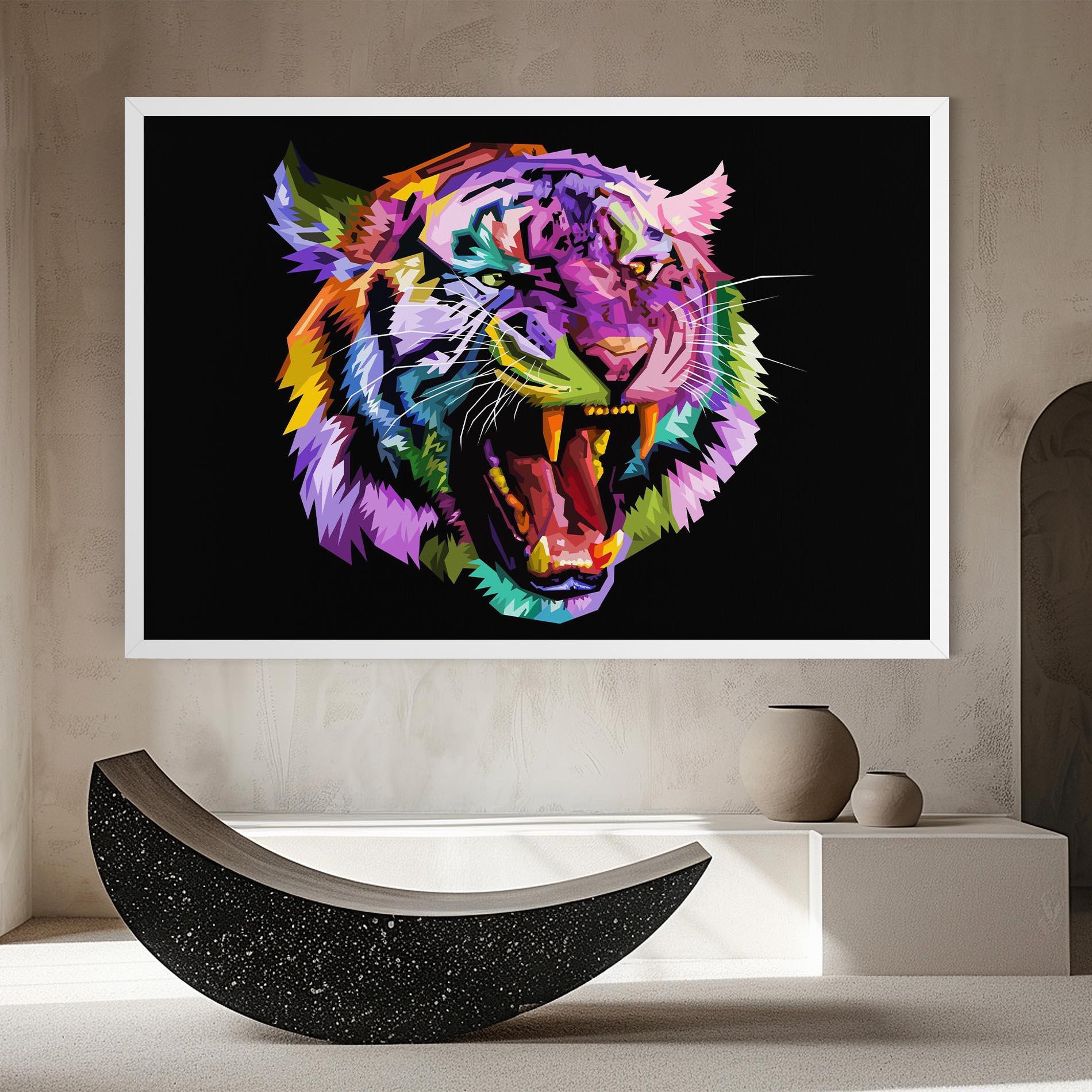 Tablou Canvas Tiger On Black mockup 8