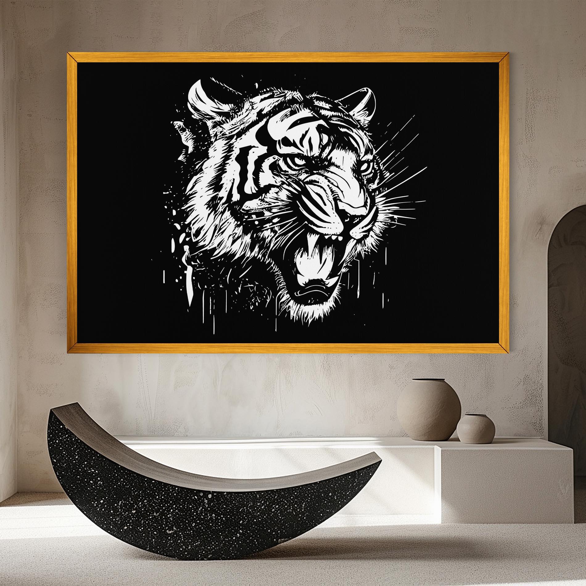 Tablou Canvas Angry Tiger Head mockup 8