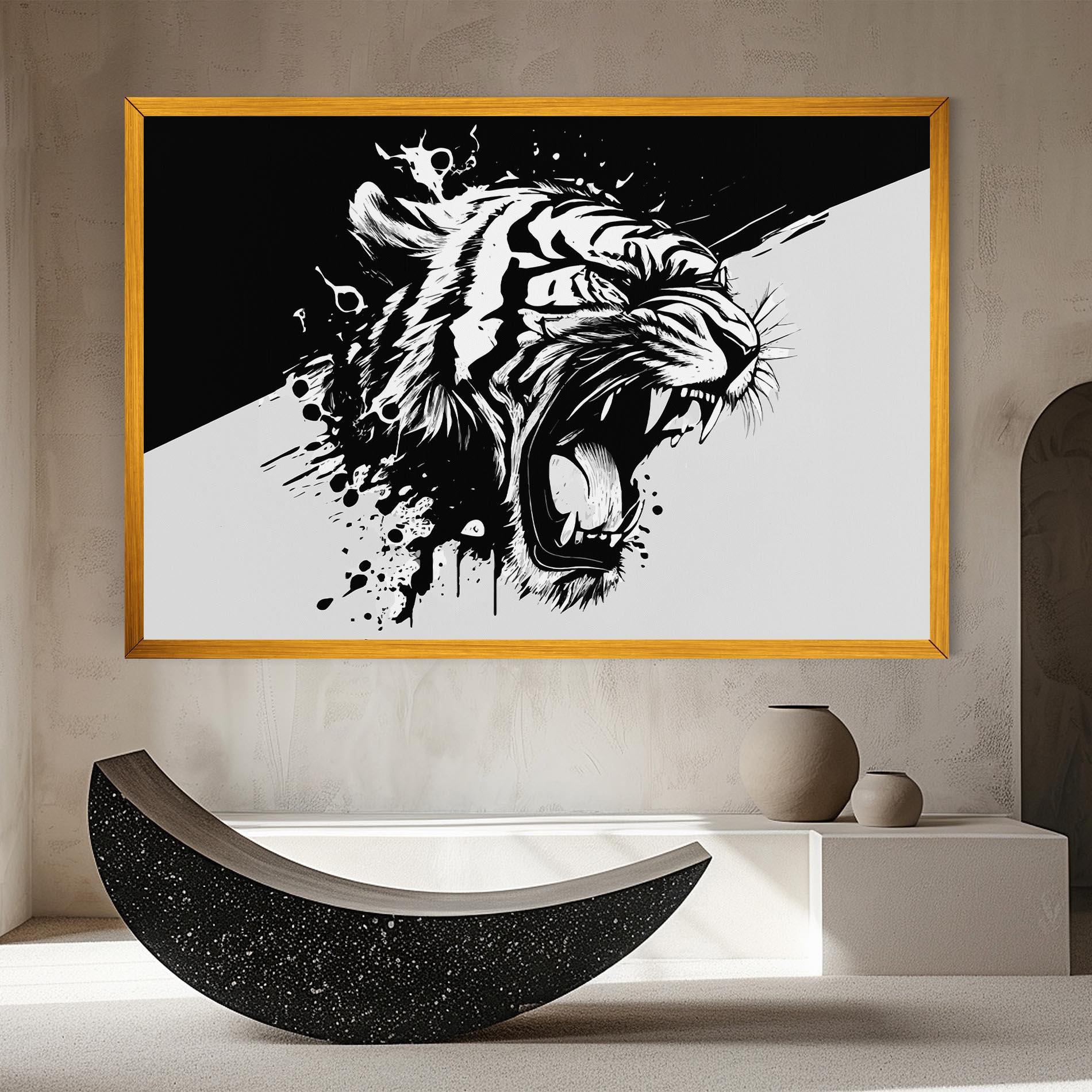 Tablou Canvas Black Grey Tiger mockup 8