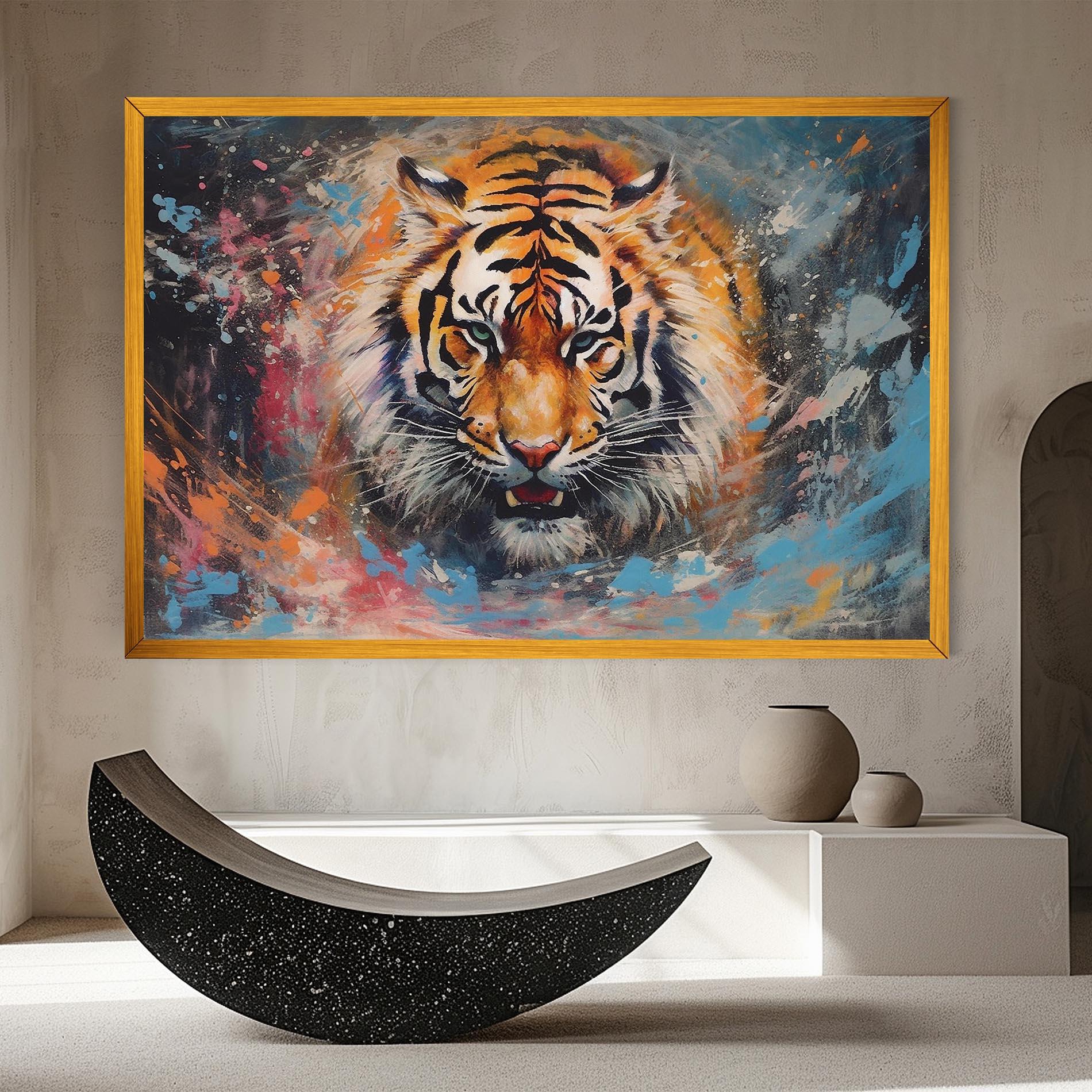 Tablou Canvas Orange Tiger Painting mockup 8