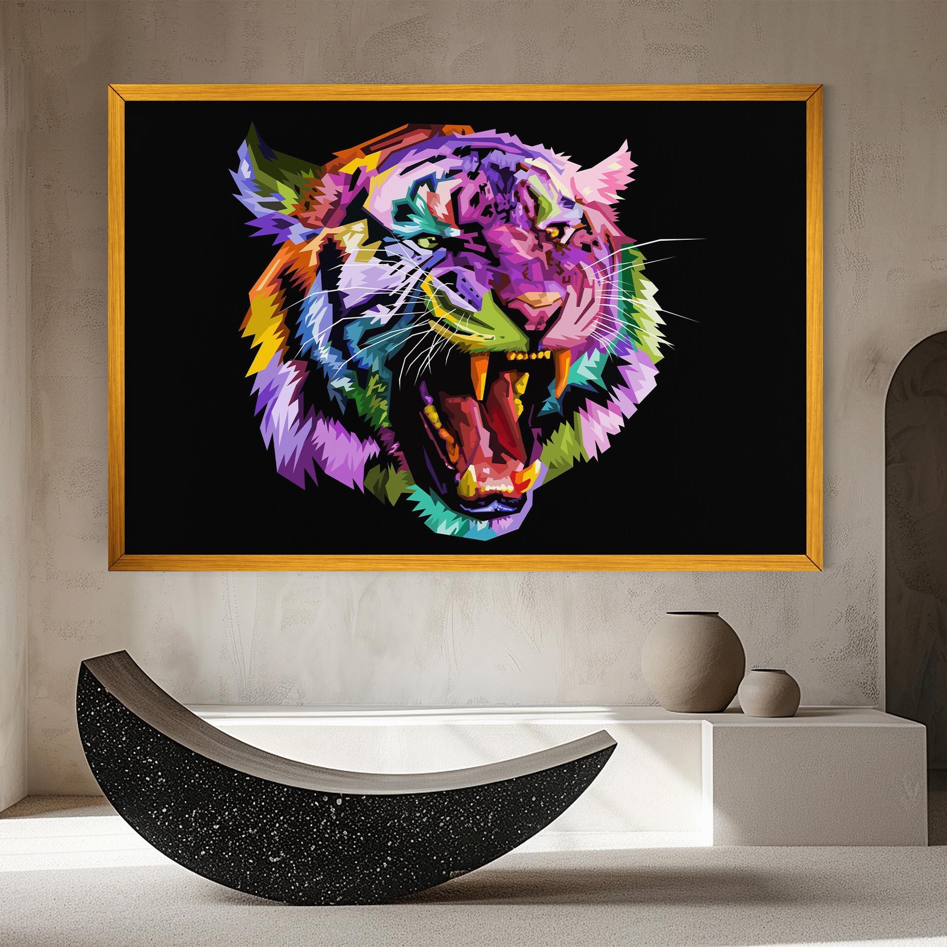 Tablou Canvas Tiger On Black mockup 8