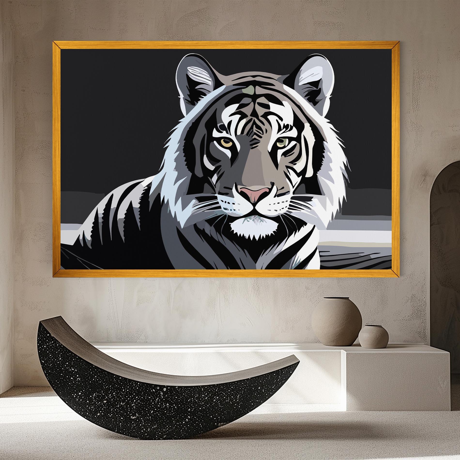 Tablou Canvas White Grey Tiger mockup 8