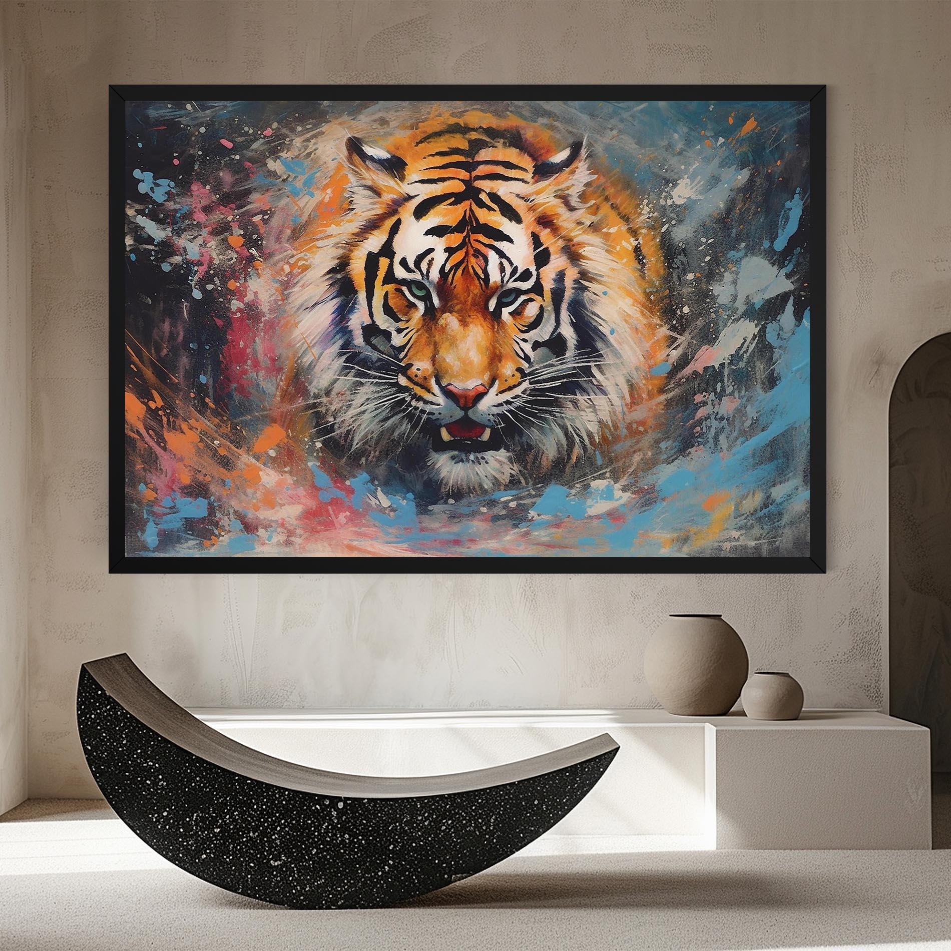 Tablou Canvas Orange Tiger Painting mockup 8