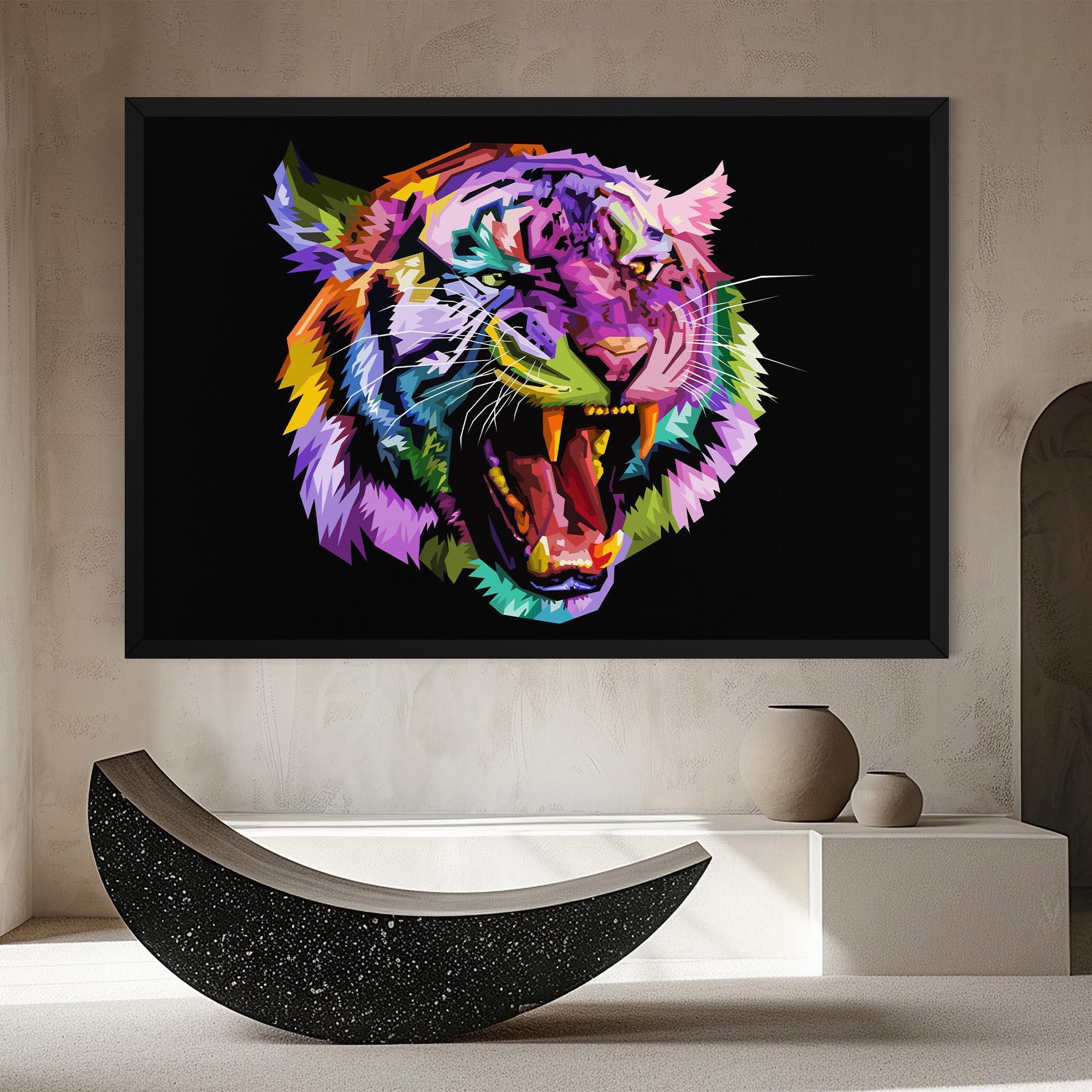 Tablou Canvas Tiger On Black mockup 8