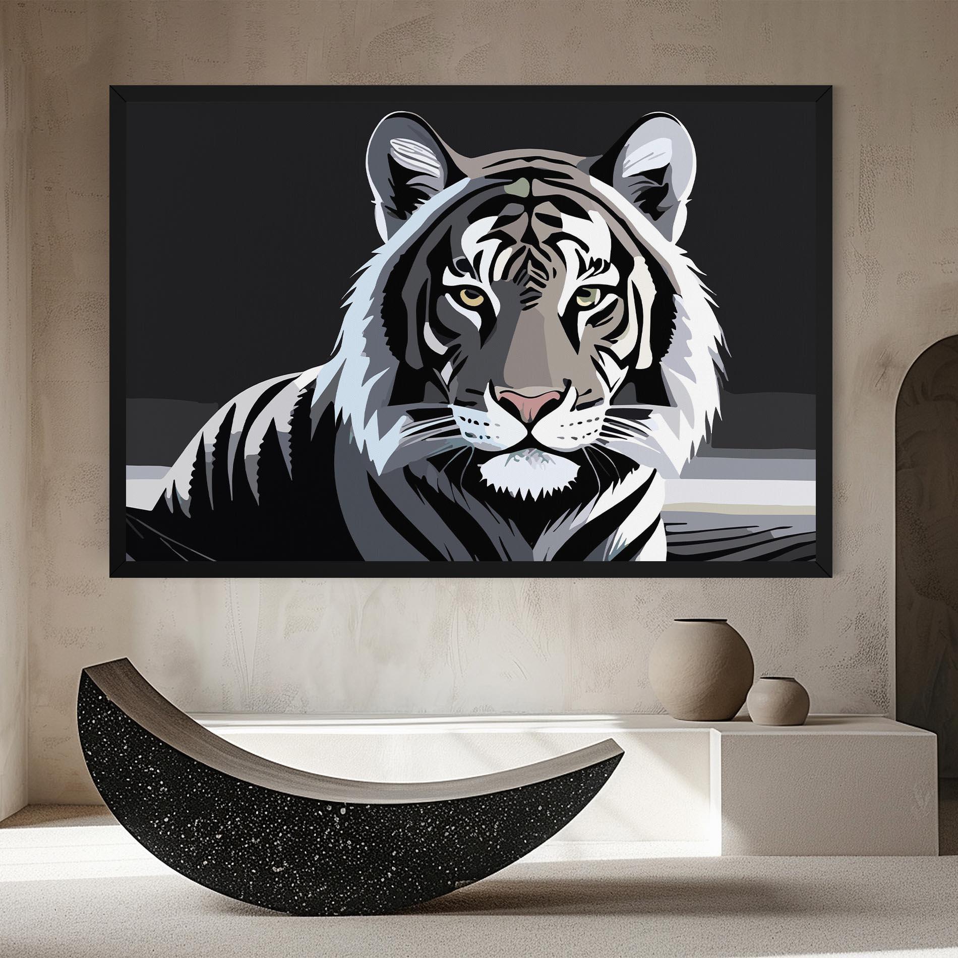 Tablou Canvas White Grey Tiger mockup 8