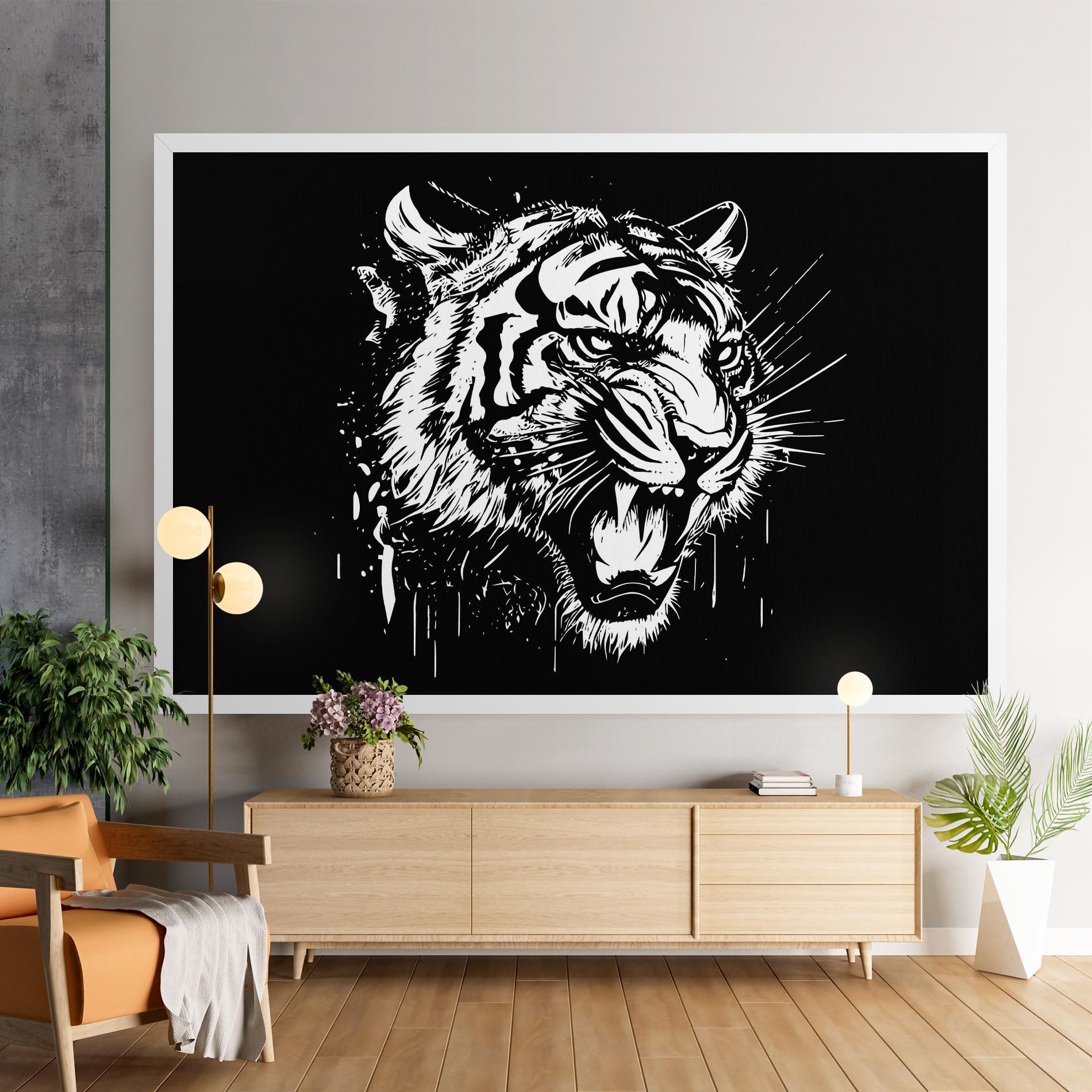 Tablou Canvas Angry Tiger Head mockup 9