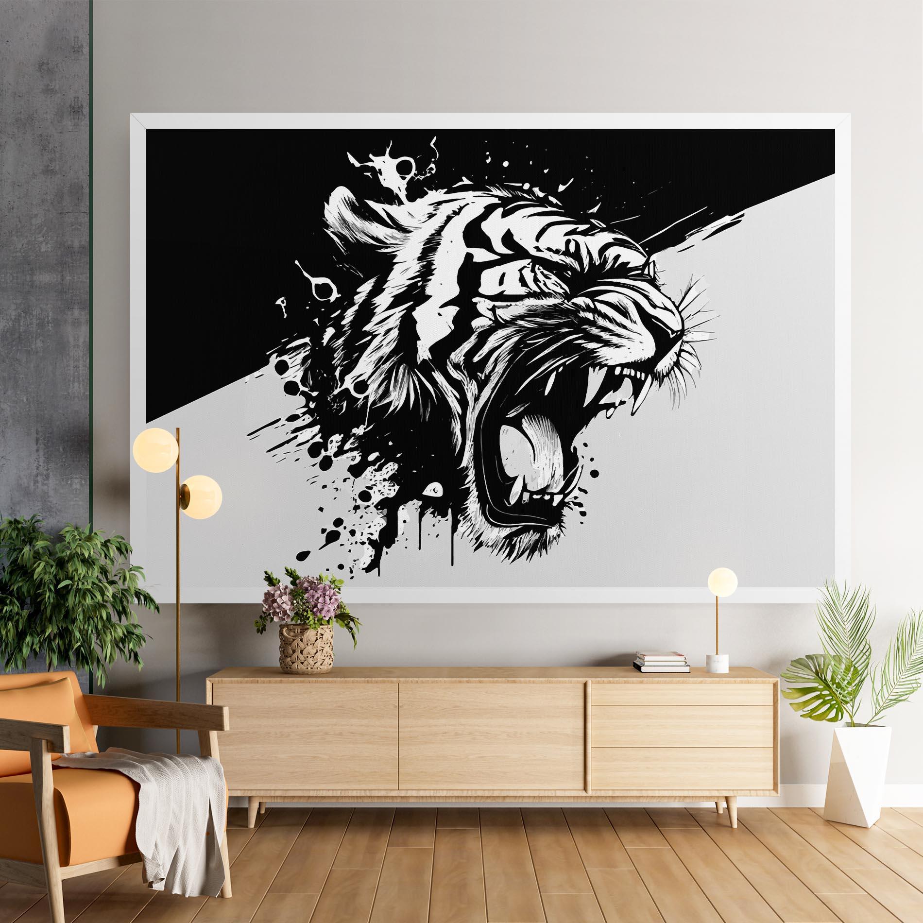 Tablou Canvas Black Grey Tiger mockup 9