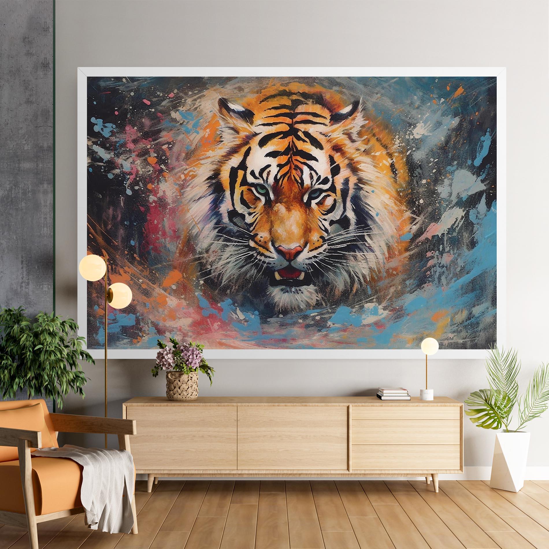 Tablou Canvas Orange Tiger Painting mockup 9