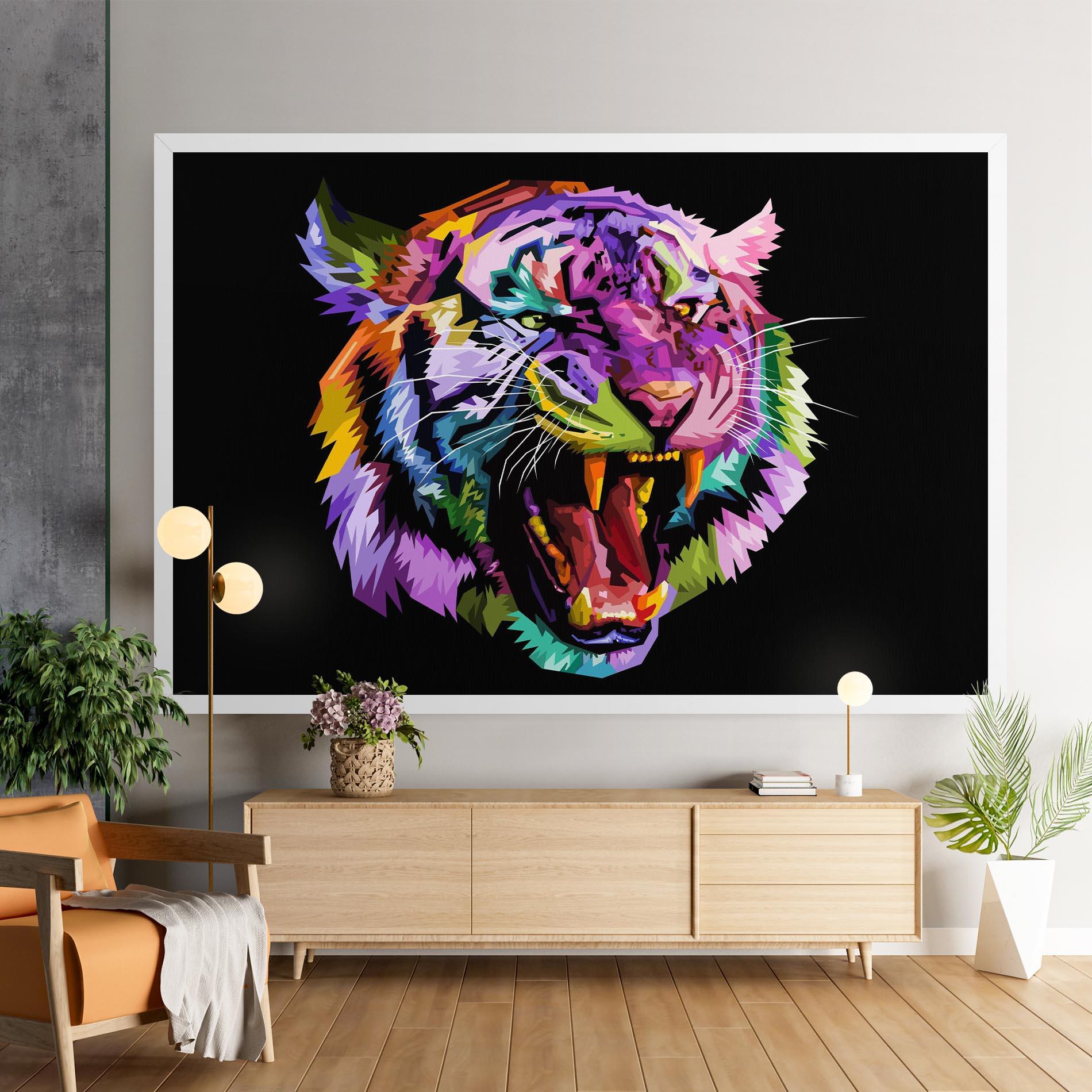 Tablou Canvas Tiger On Black mockup 9