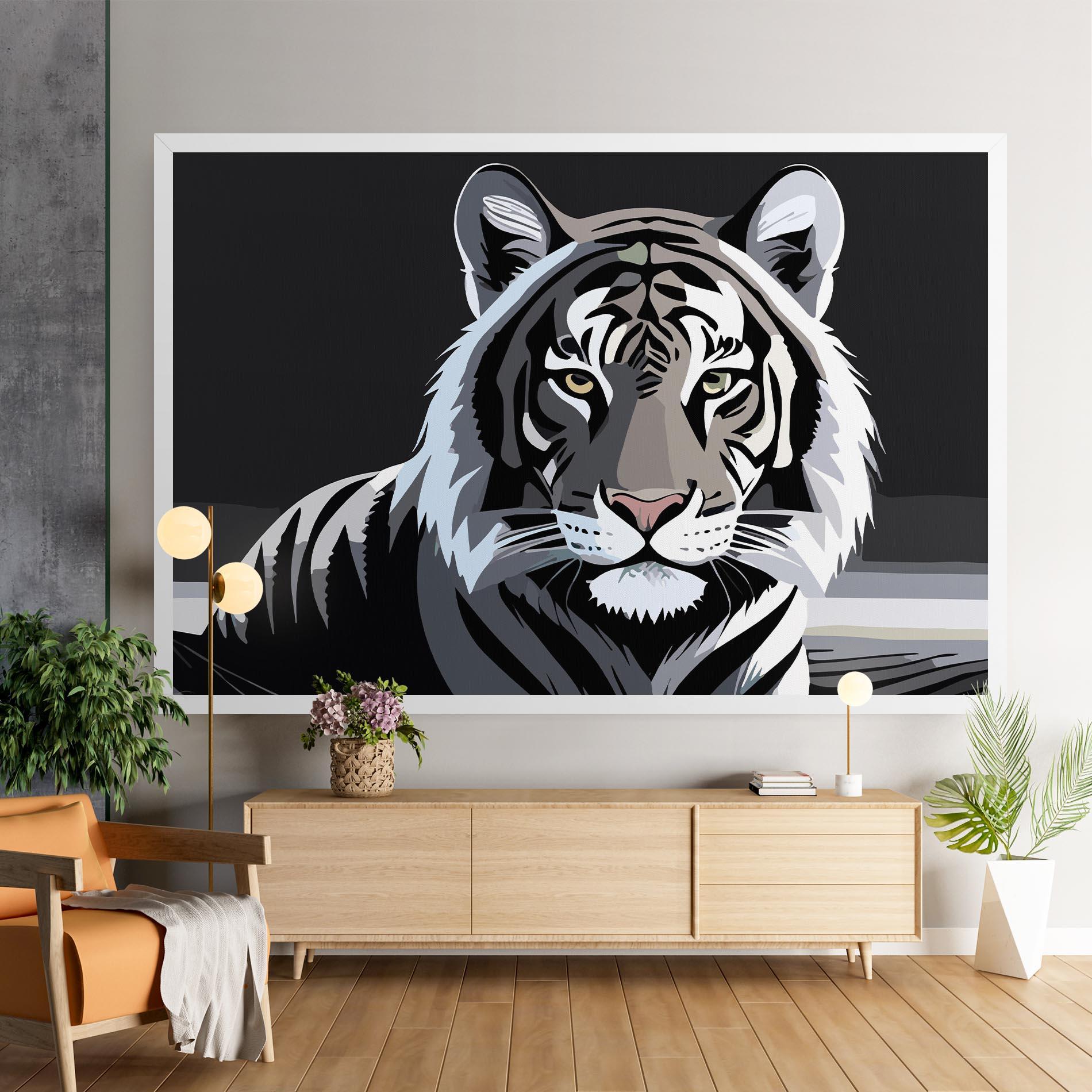 Tablou Canvas White Grey Tiger mockup 9