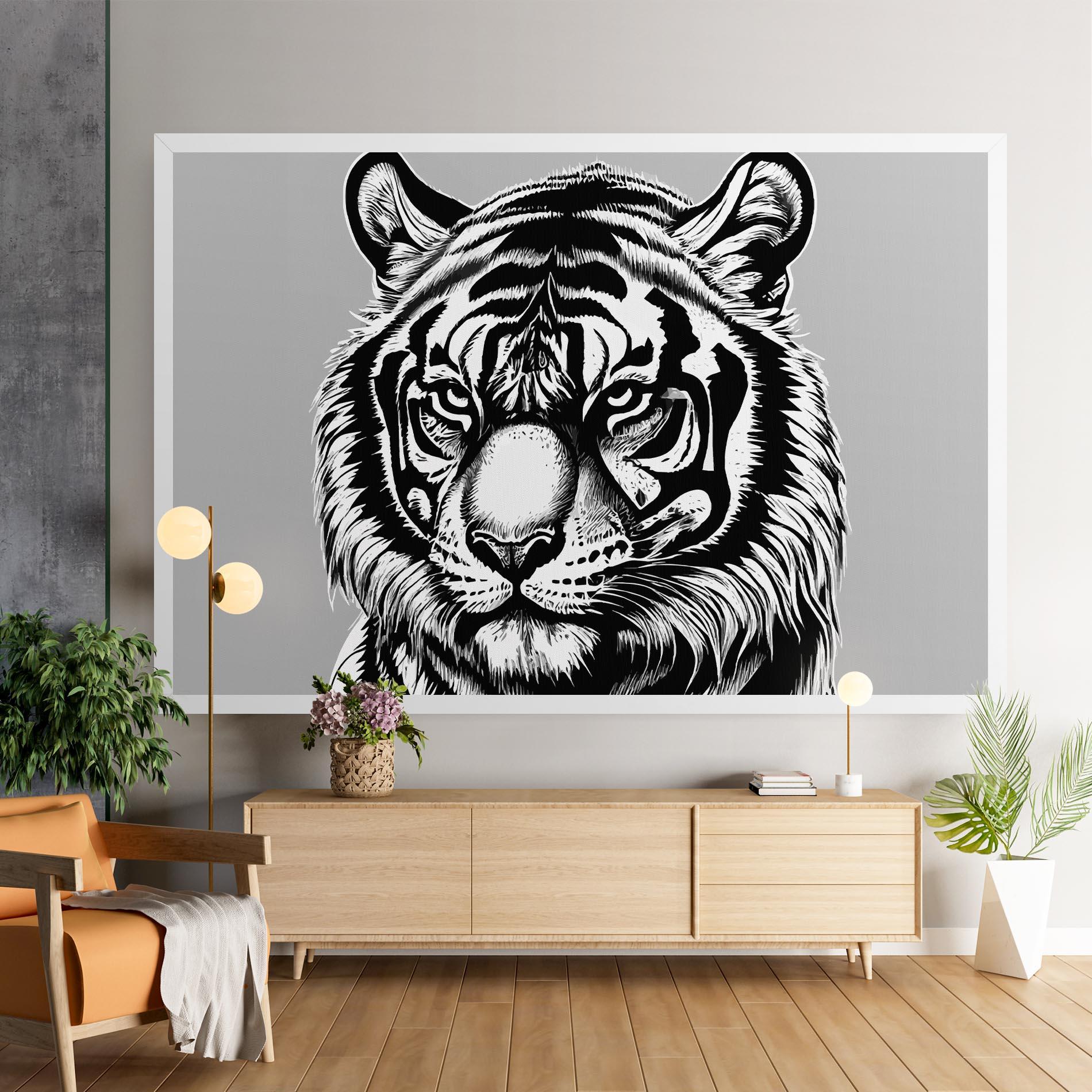 Tablou Canvas White Tiger Grey mockup 9