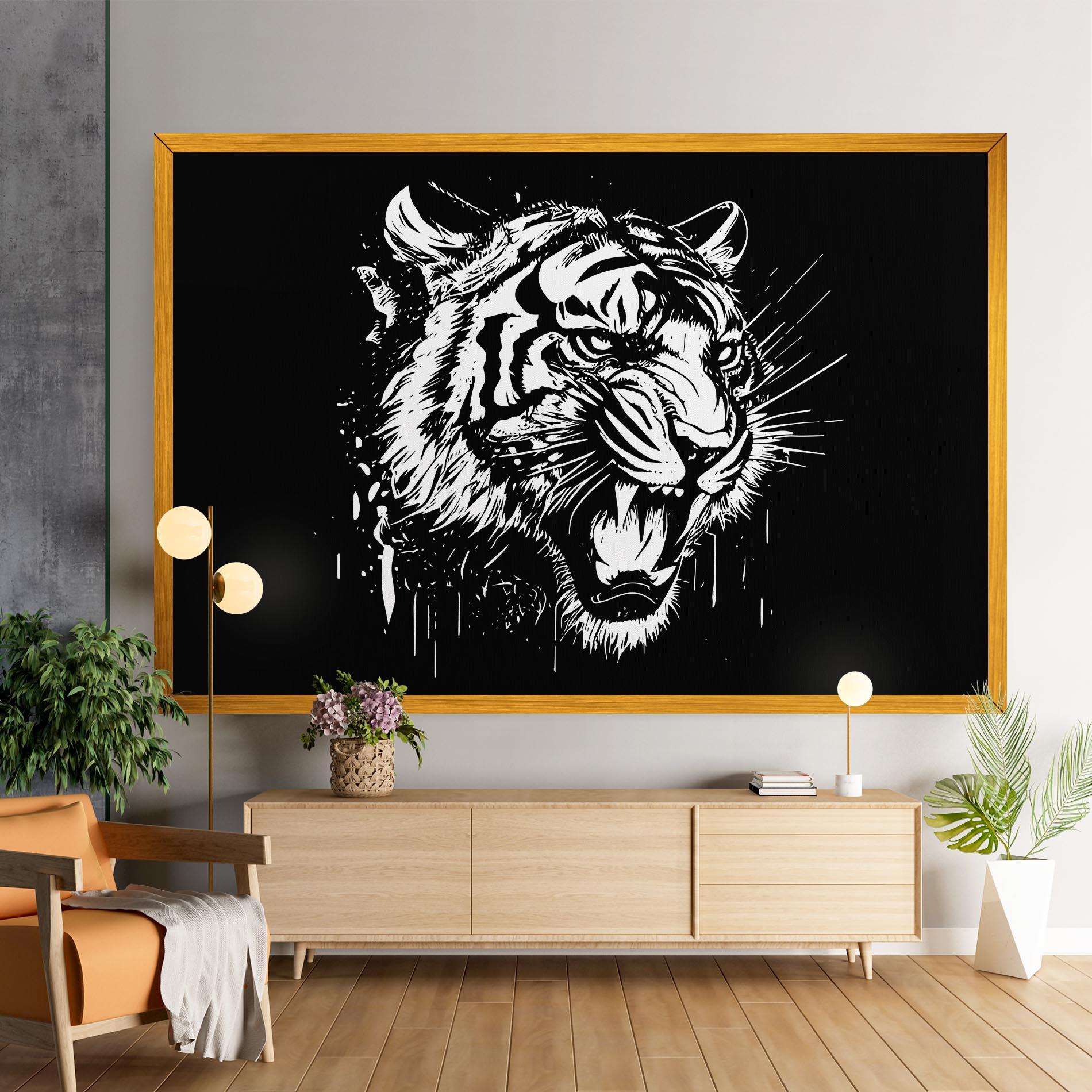 Tablou Canvas Angry Tiger Head mockup 9