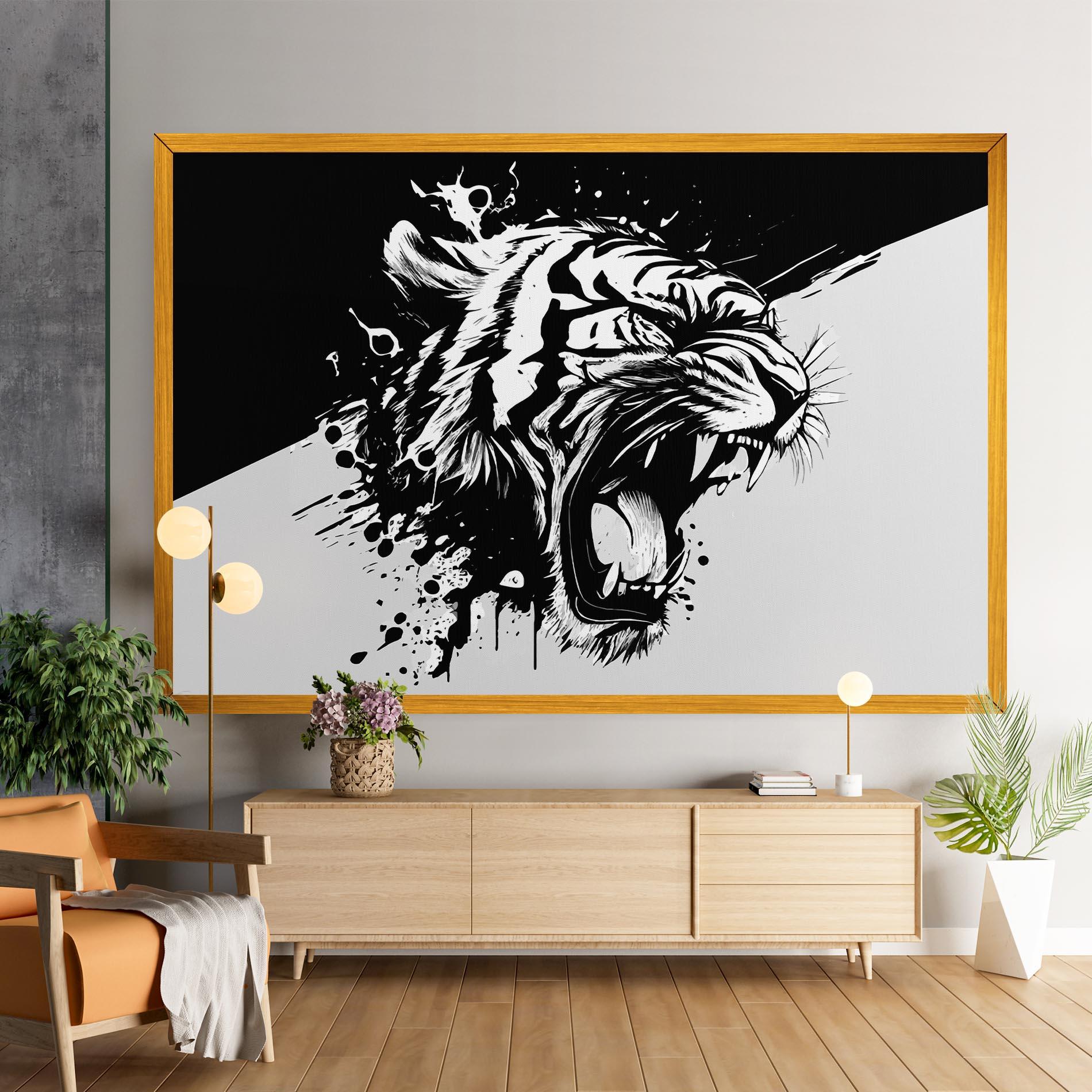 Tablou Canvas Black Grey Tiger mockup 9