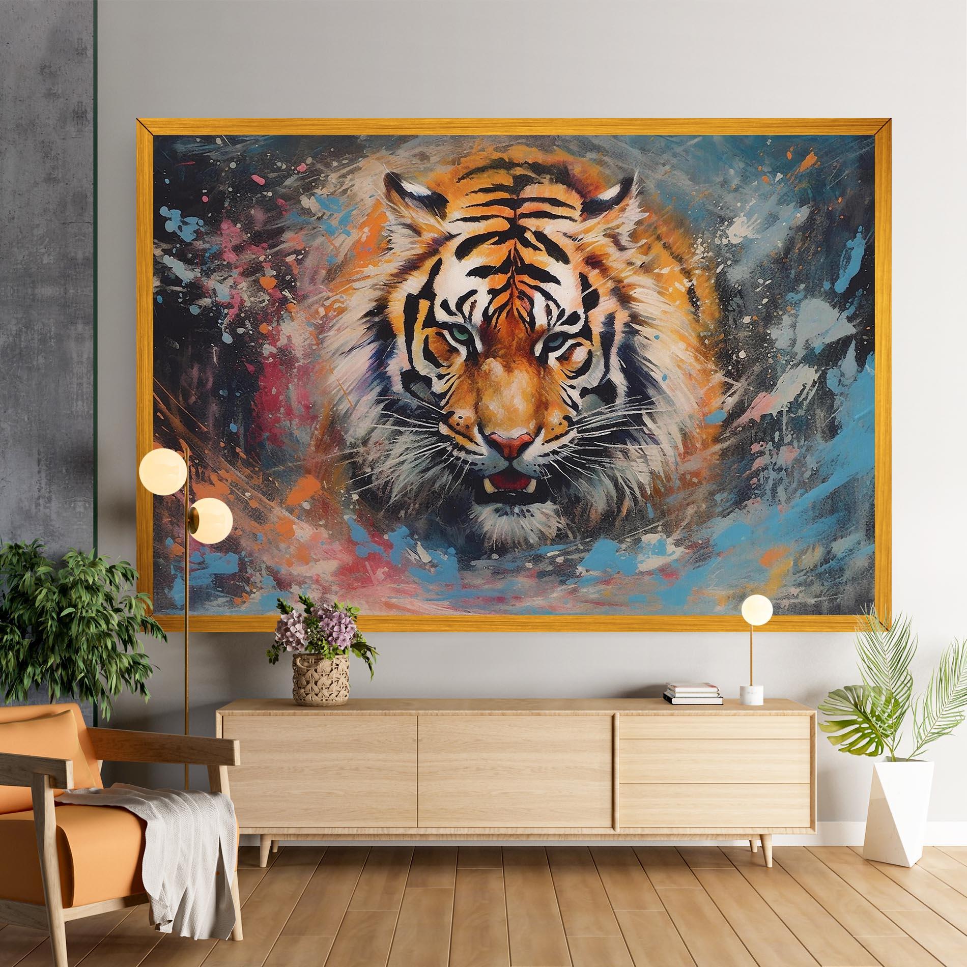 Tablou Canvas Orange Tiger Painting mockup 9
