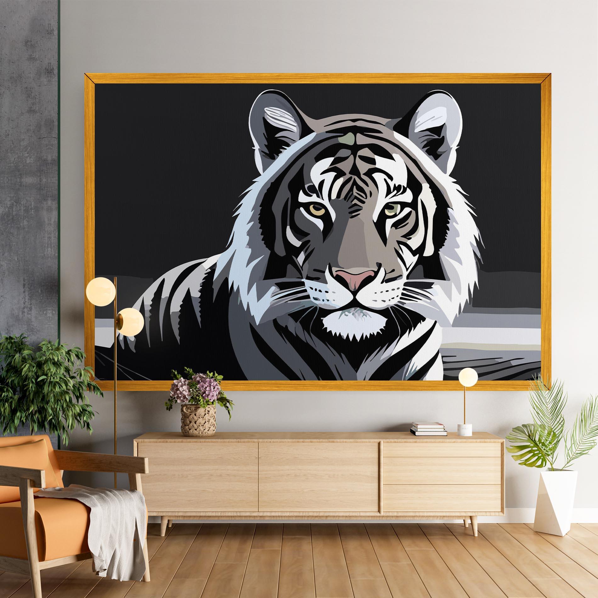 Tablou Canvas White Grey Tiger mockup 9