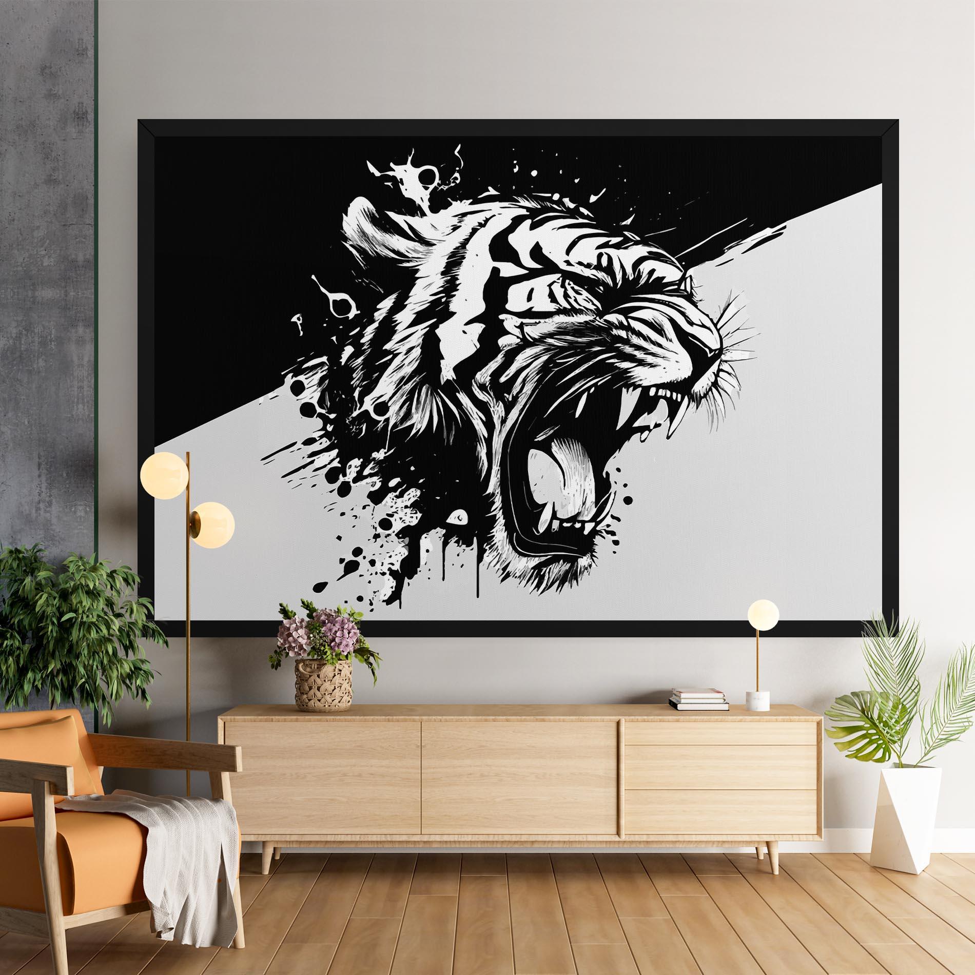 Tablou Canvas Black Grey Tiger mockup 9
