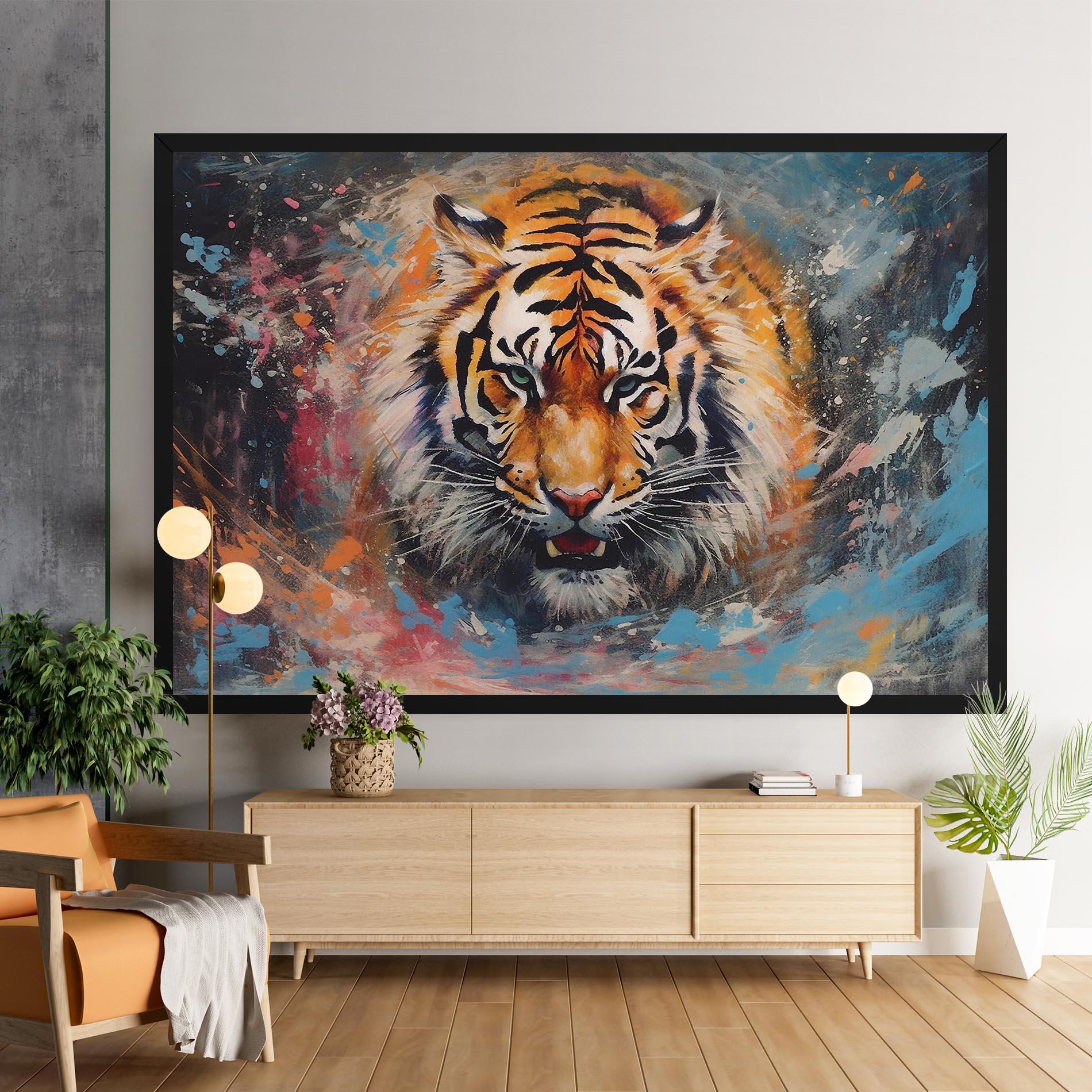 Tablou Canvas Orange Tiger Painting mockup 9