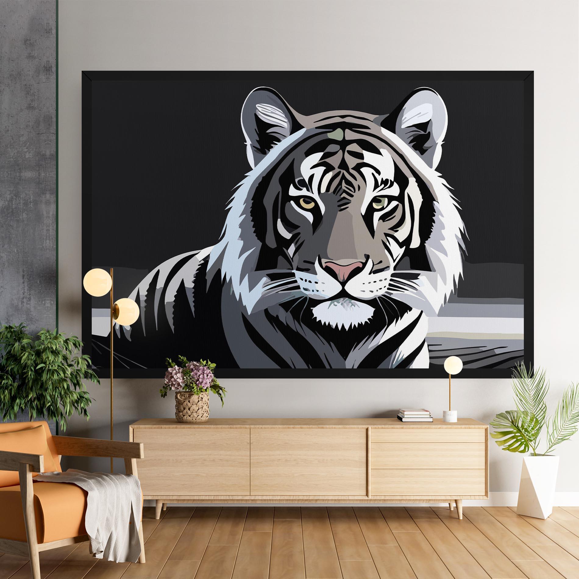 Tablou Canvas White Grey Tiger mockup 9