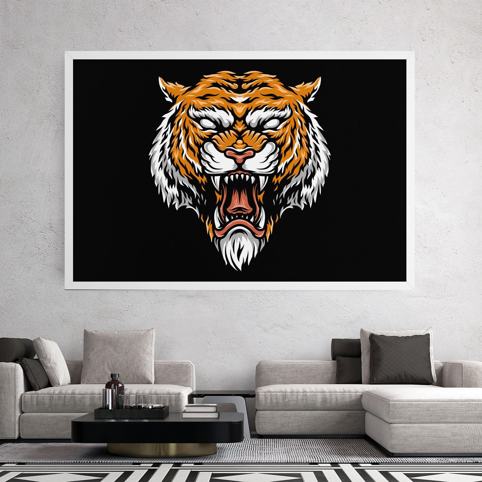 Tablou Canvas Angry Orange Tiger mockup 2