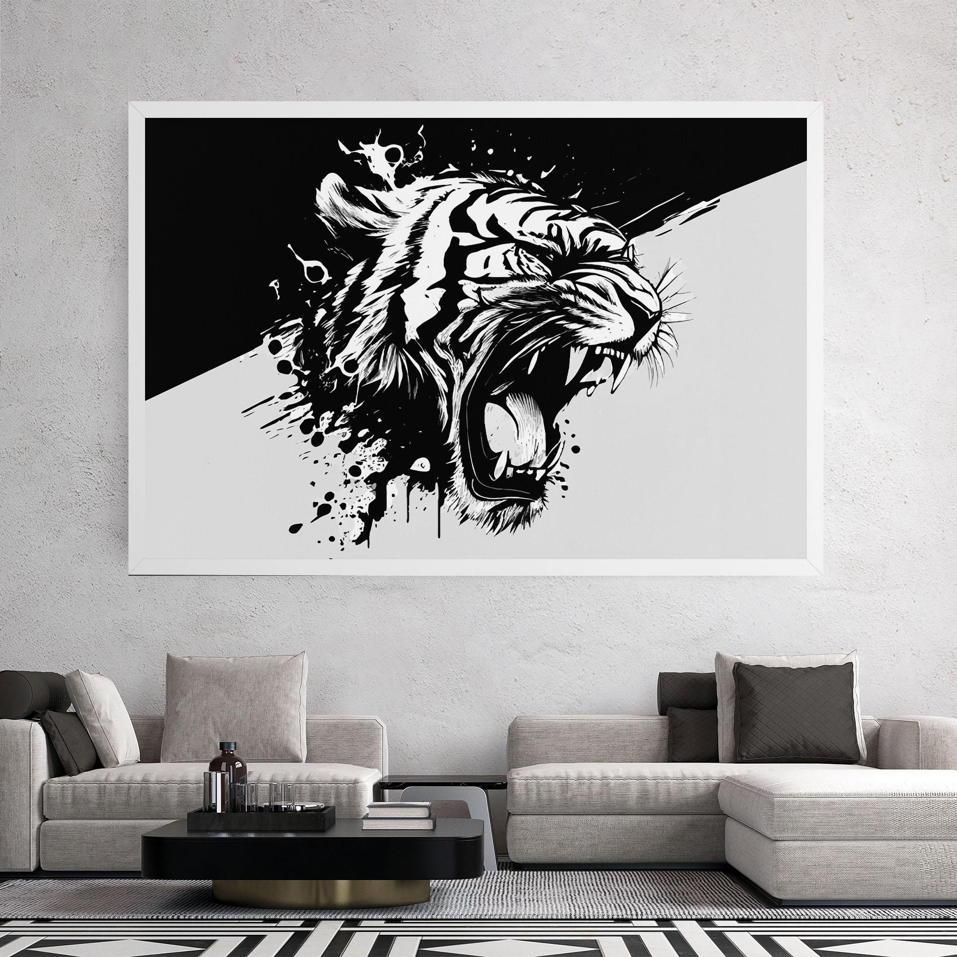 Tablou Canvas Black Grey Tiger mockup 2