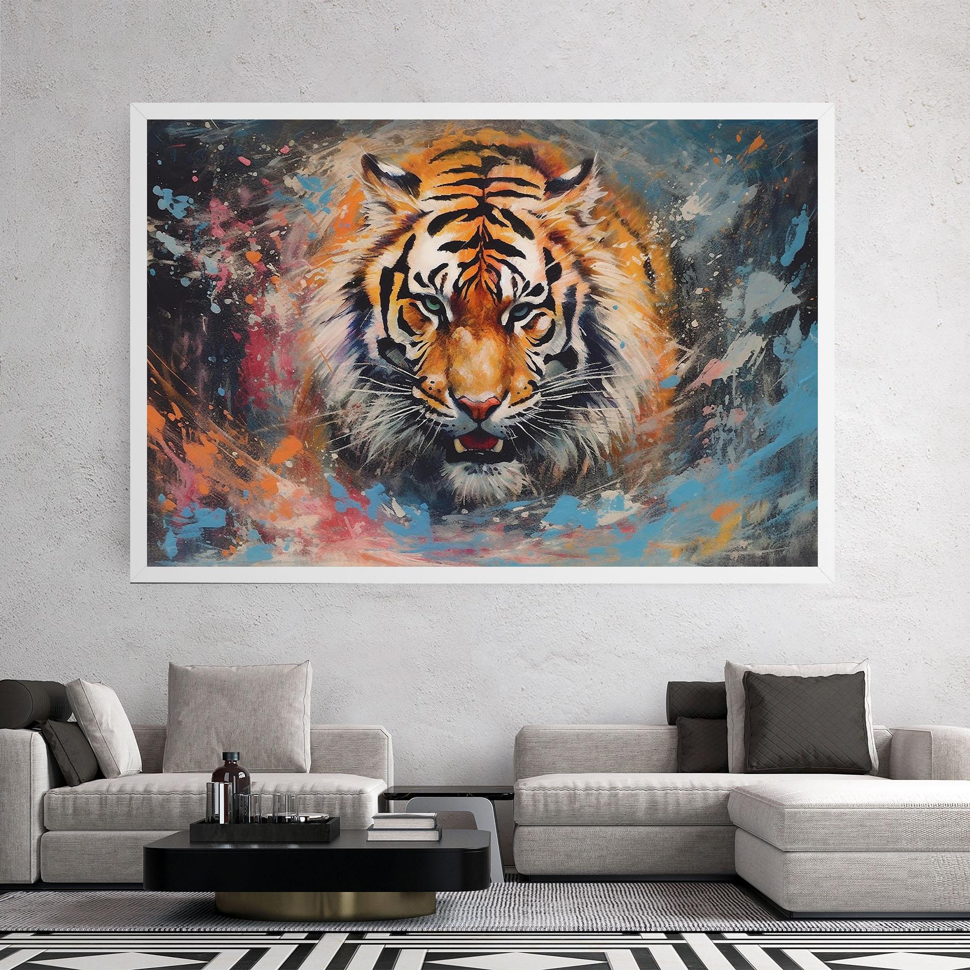 Tablou Canvas Orange Tiger Painting mockup 2