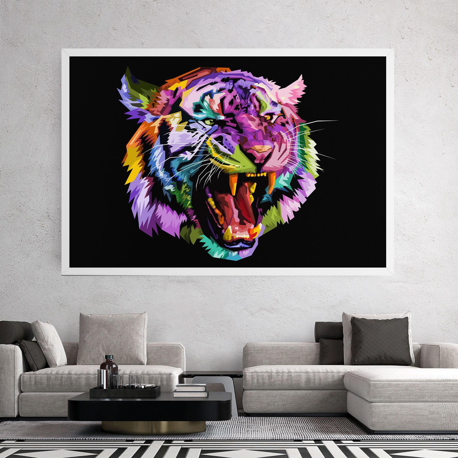 Tablou Canvas Tiger On Black mockup 2