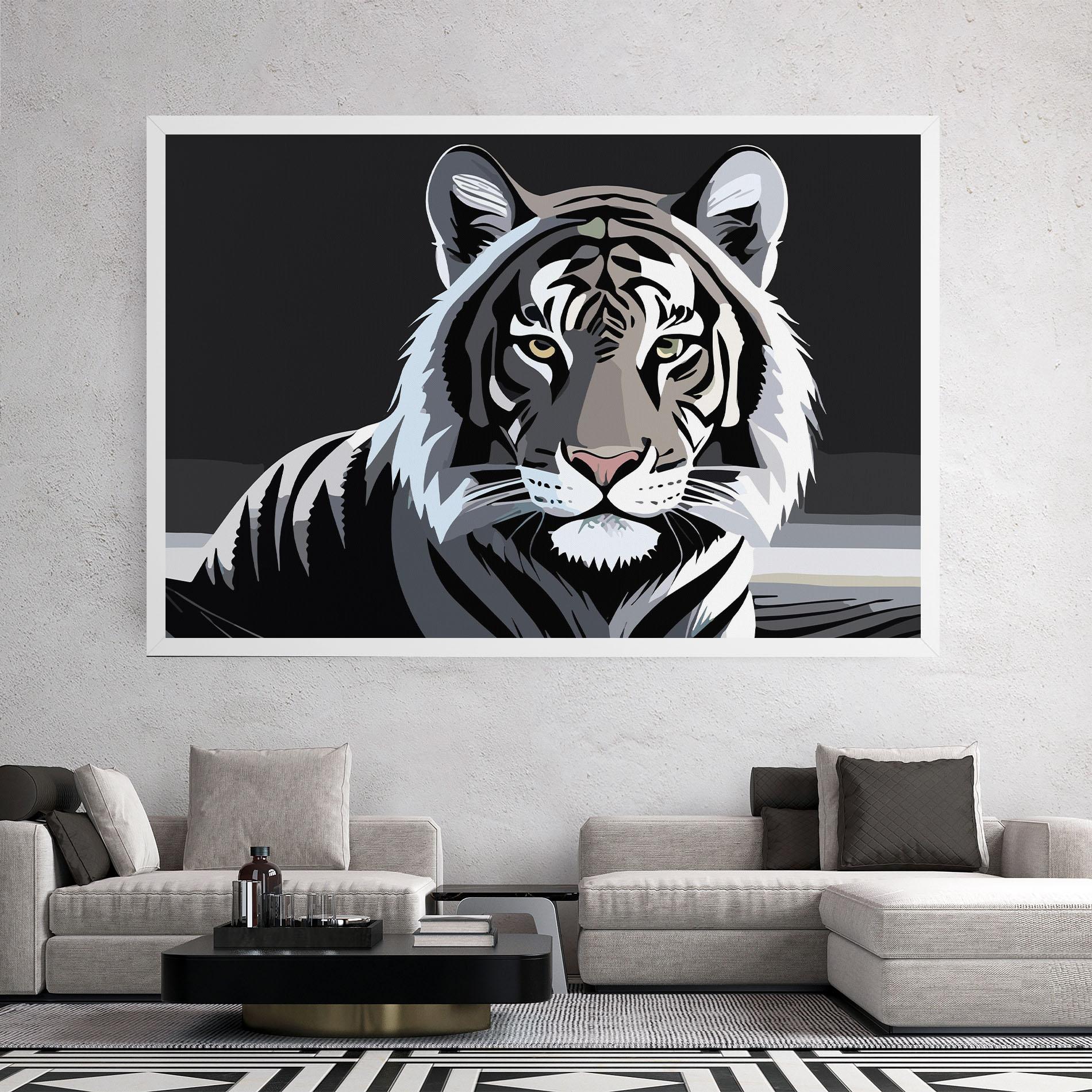 Tablou Canvas White Grey Tiger mockup 2