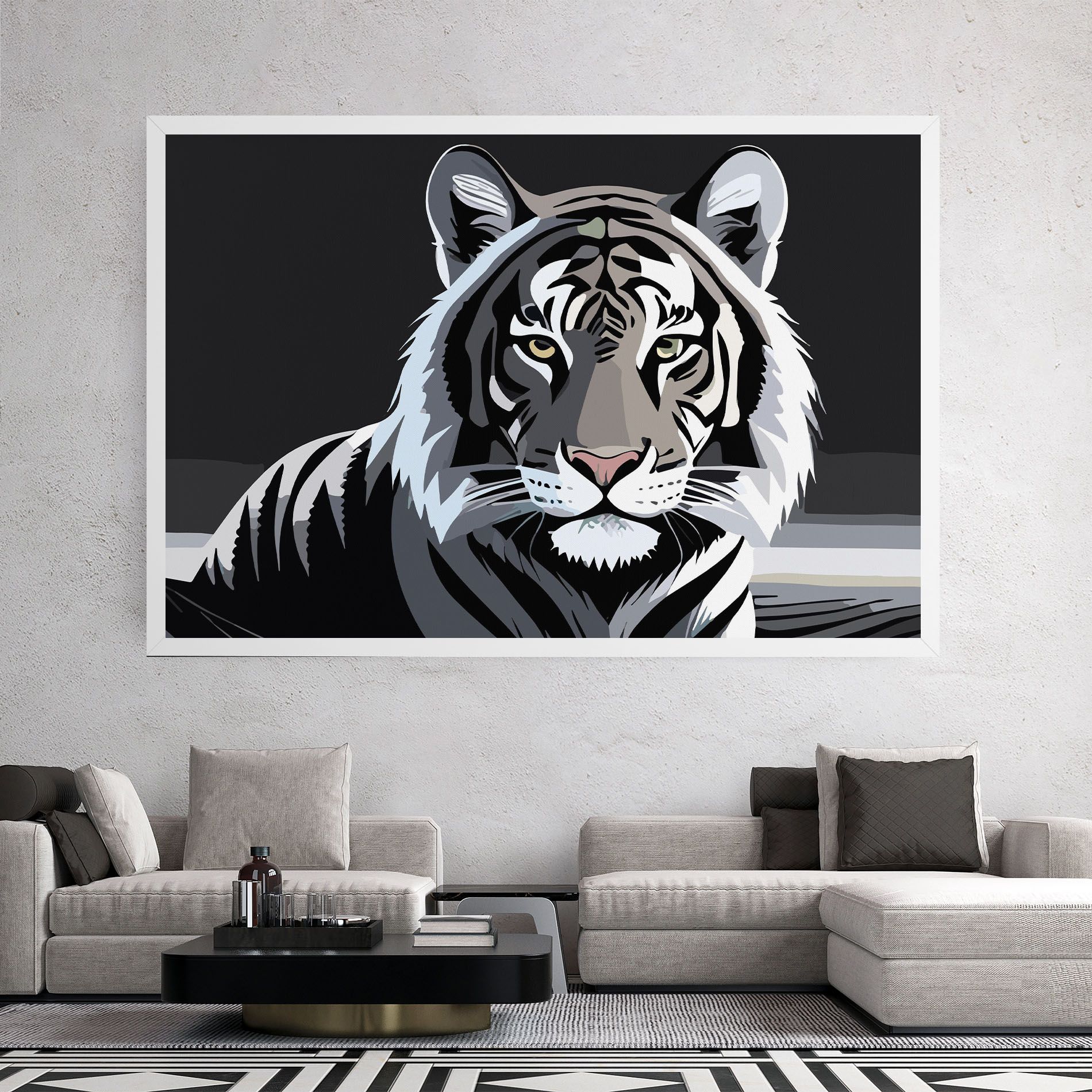 White Grey Tiger mockup 2