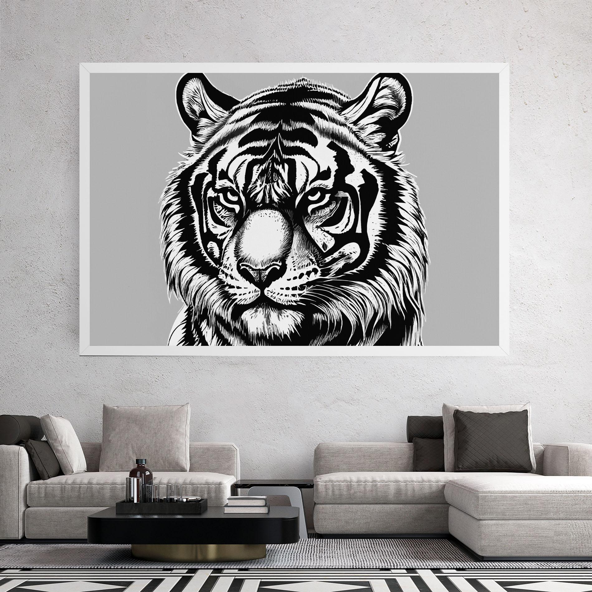 Tablou Canvas White Tiger Grey mockup 2