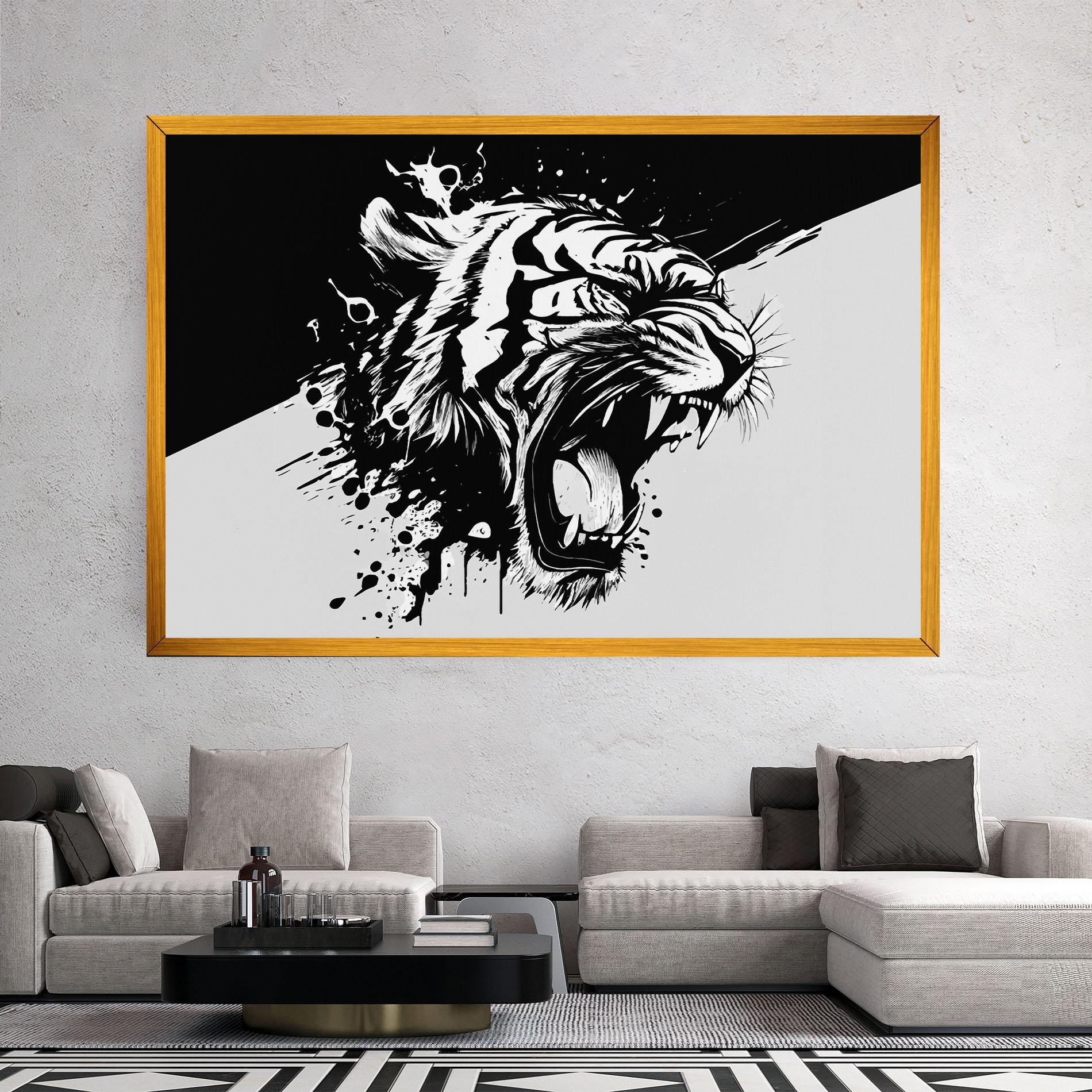 Tablou Canvas Black Grey Tiger mockup 2