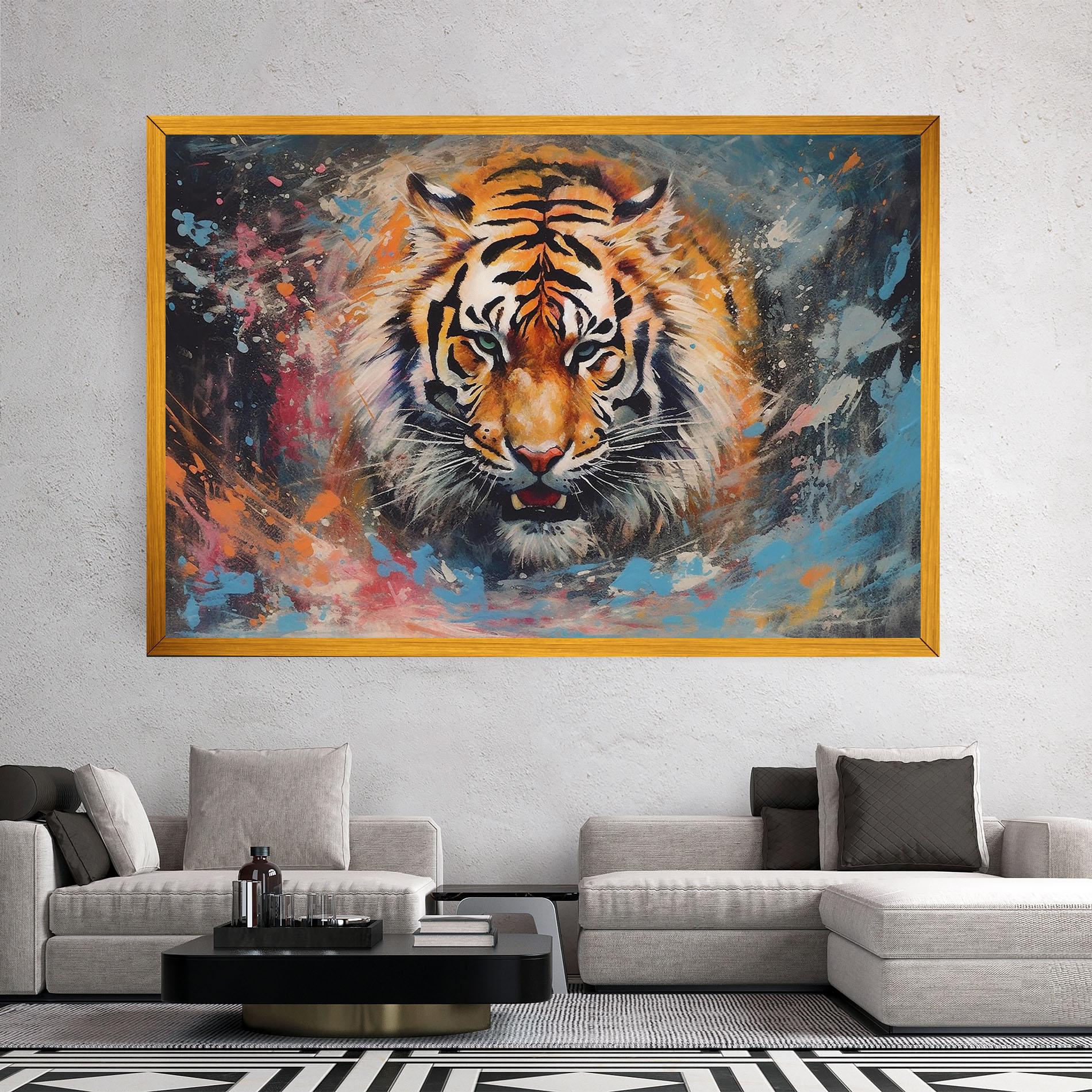 Tablou Canvas Orange Tiger Painting mockup 2